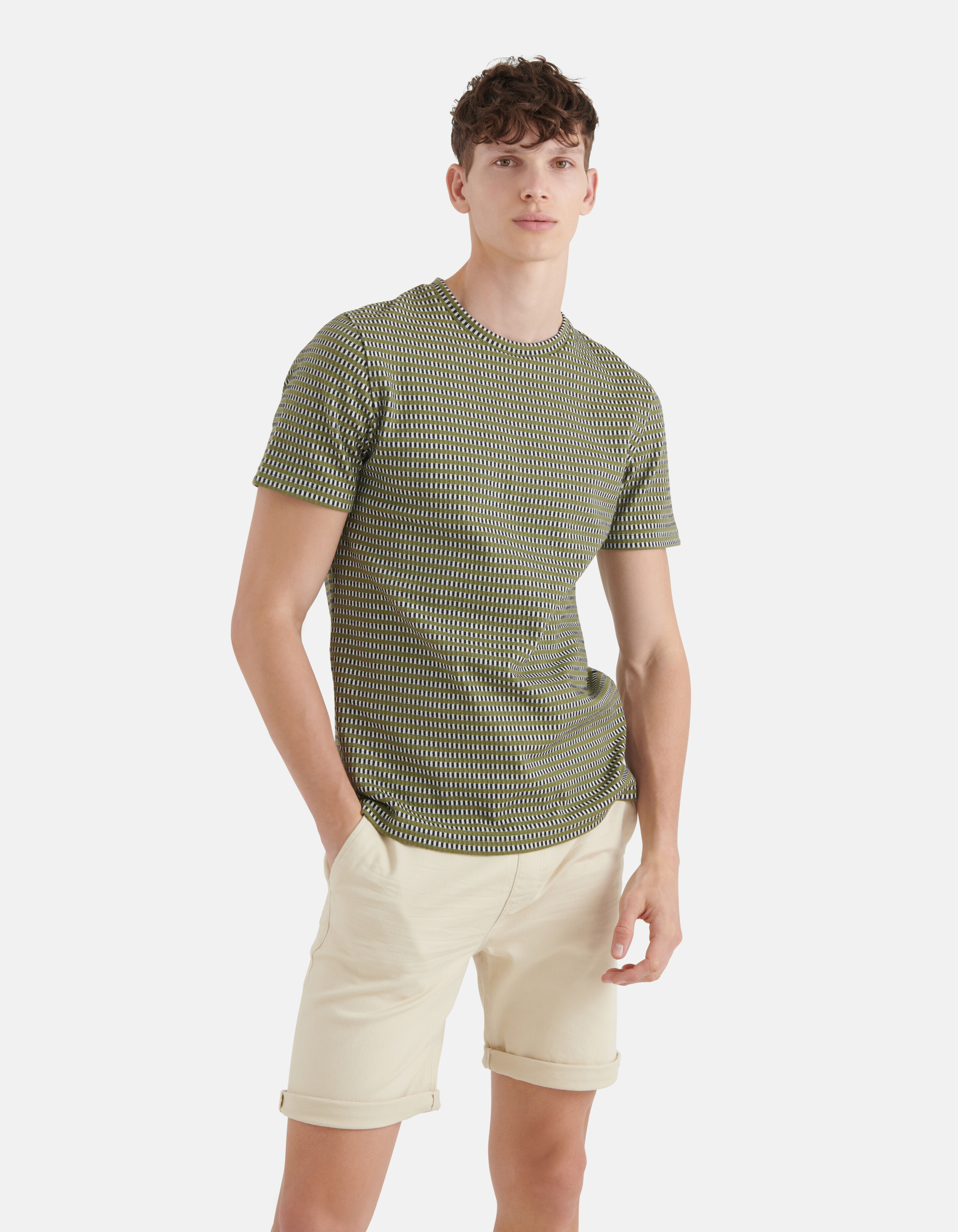 Struktur-T-Shirt Dunkelgrün SHOEBY MEN