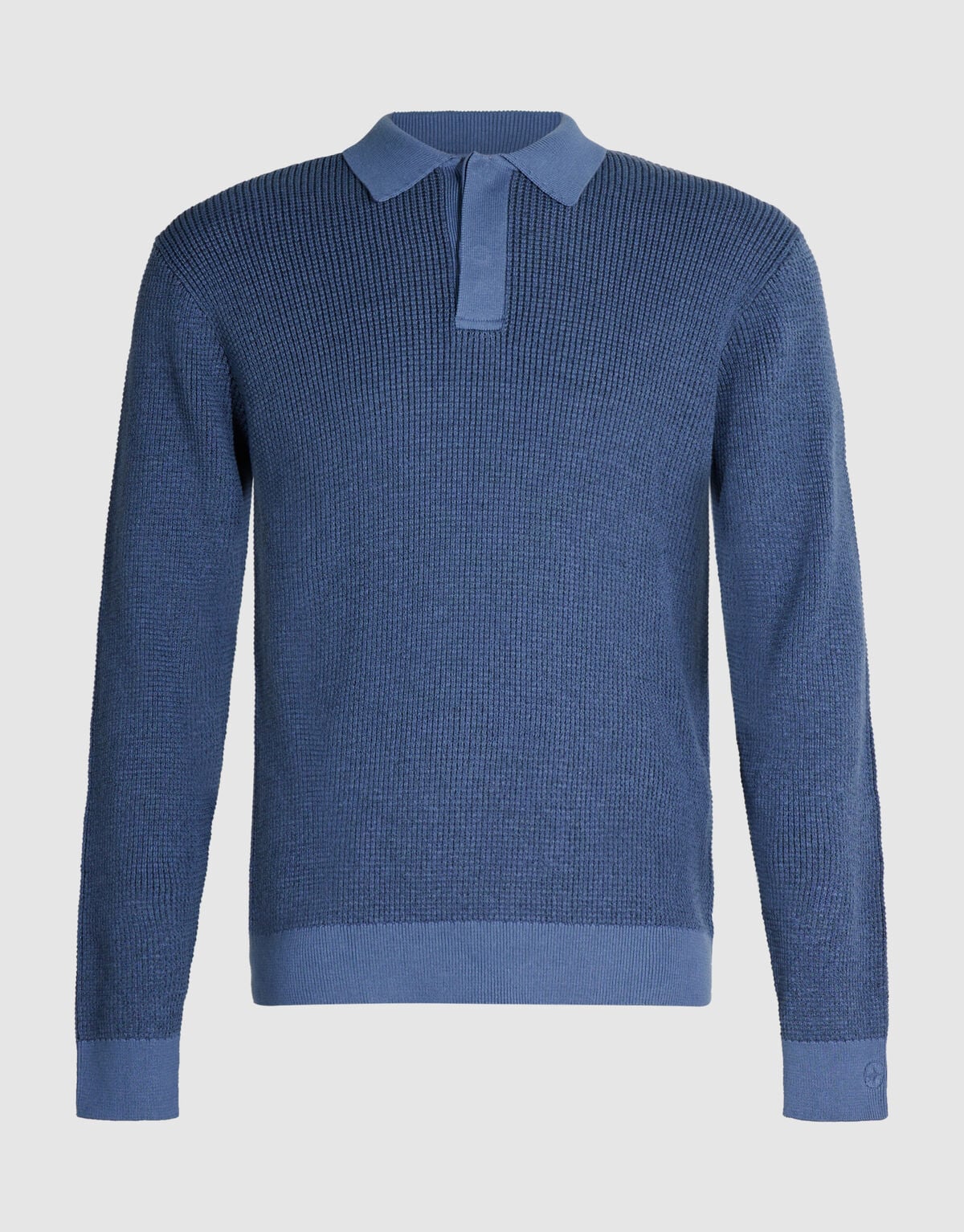 Gestrickte Poloshirt Mit Kn&ouml;pfen Blau SHOEBY MEN