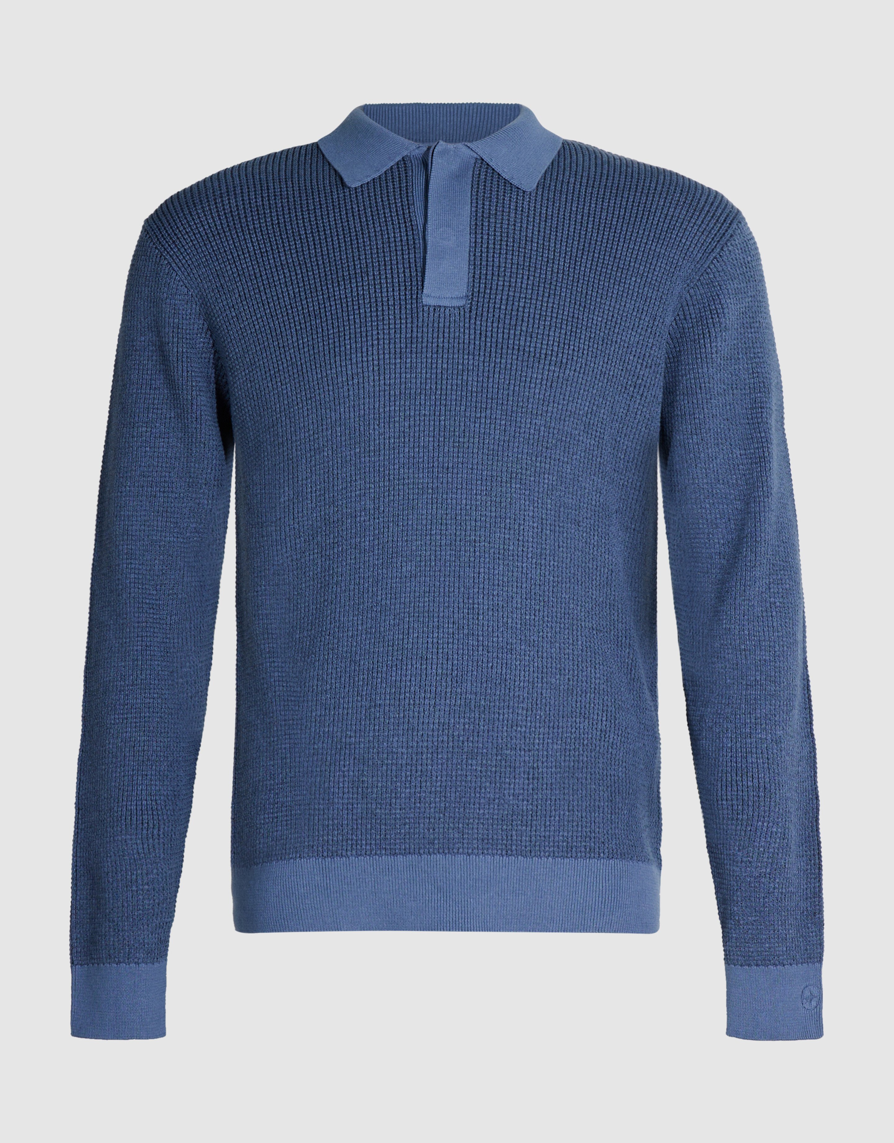Gestrickte Poloshirt Mit Kn&ouml;pfen Blau SHOEBY MEN