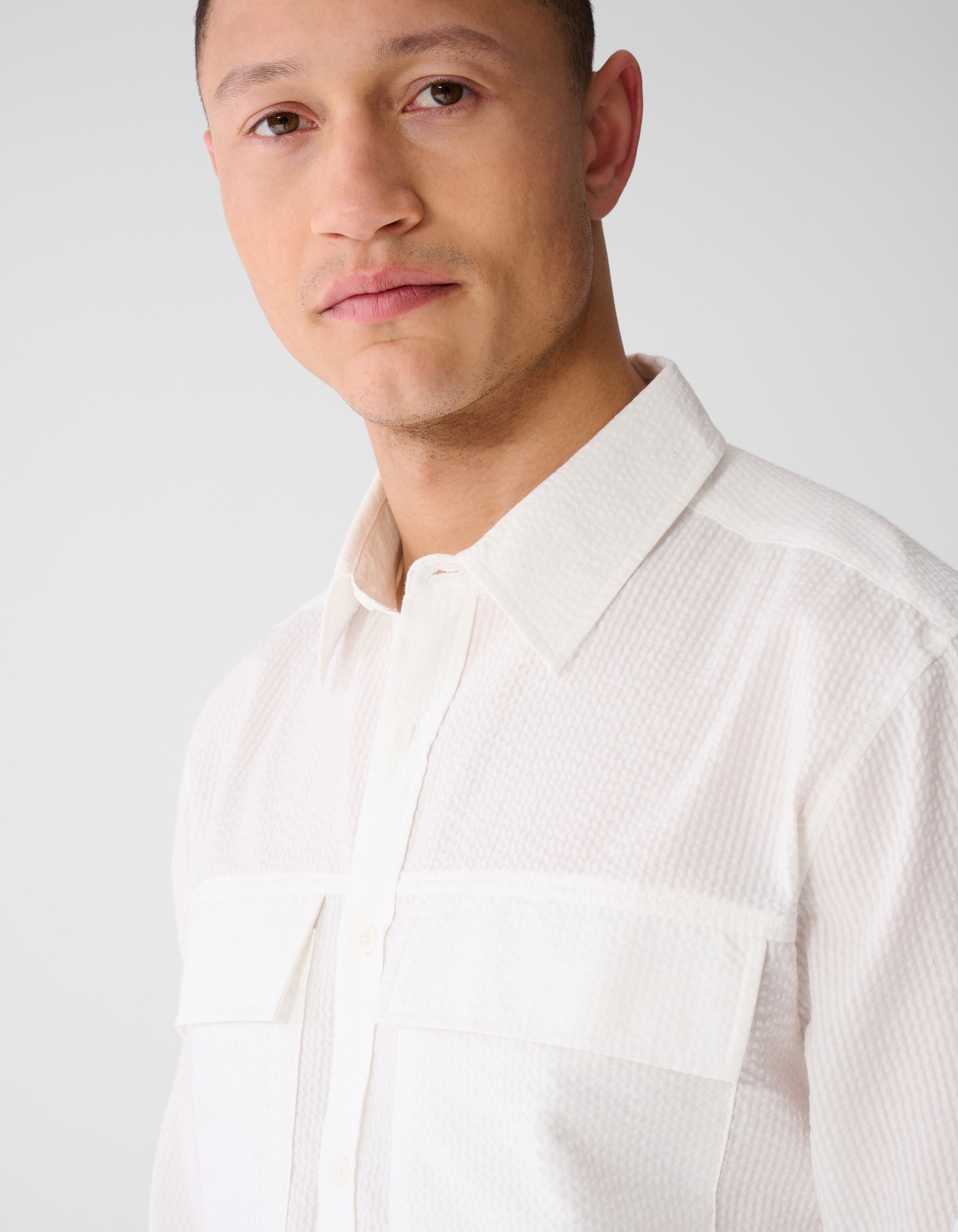 Seersucker Hemd Wei&szlig; SHOEBY MEN