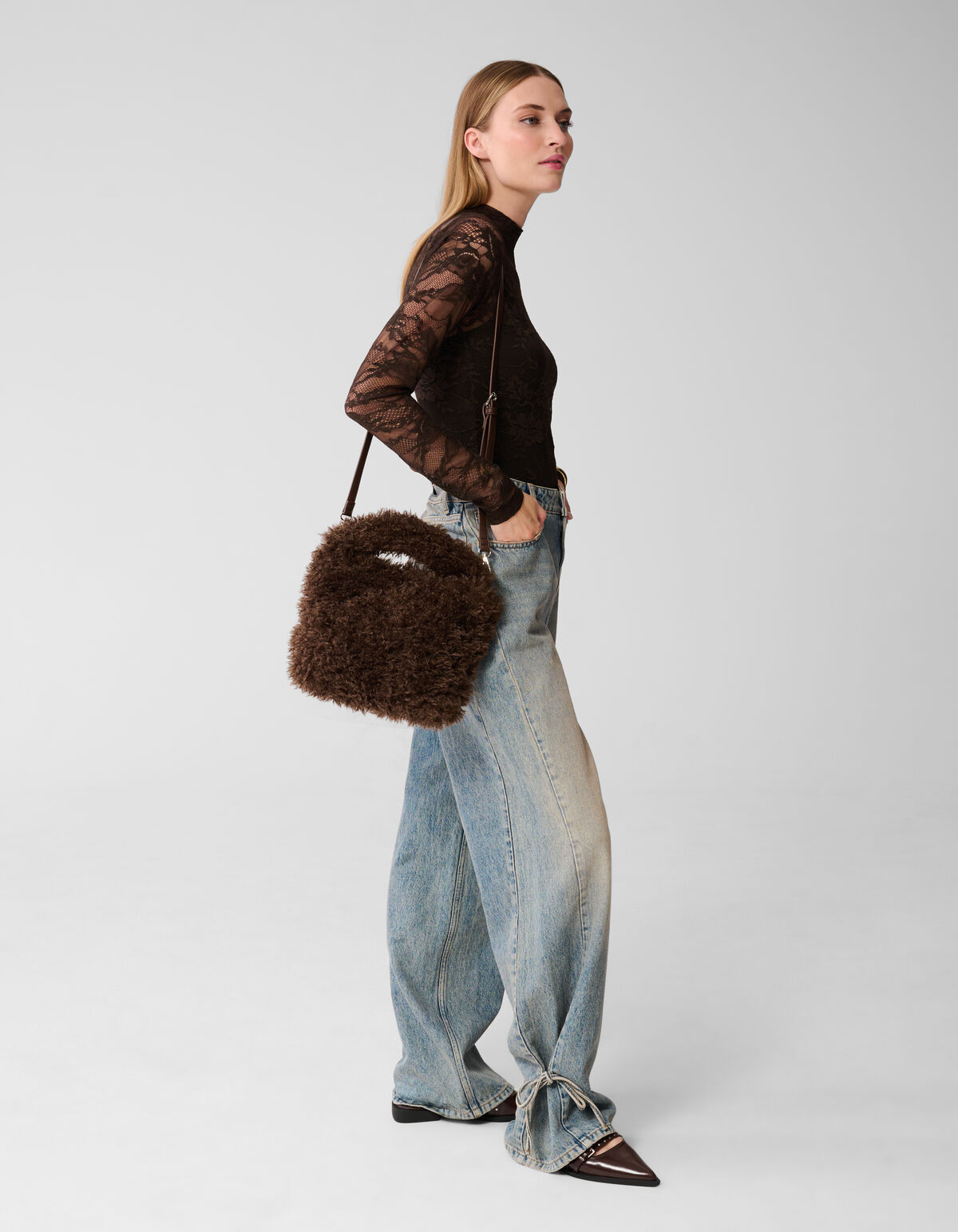 Fluffy Fur Tasche Dunkelbraun SHOEBY ACCESSOIRES