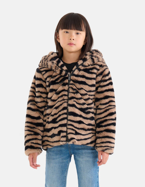 Bedruckte Kunstpelzjacke Braun SHOEBY GIRLS