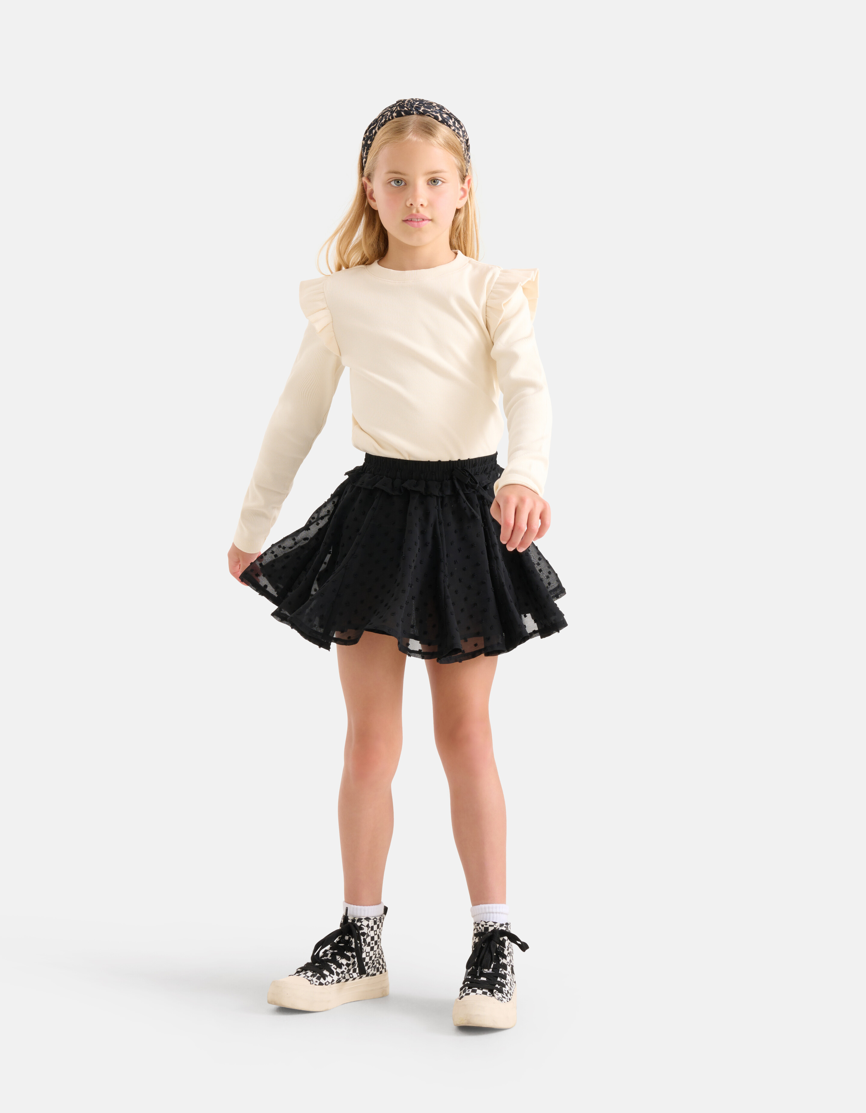 Chiffon Dot Rok Zwart SHOEBY GIRLS