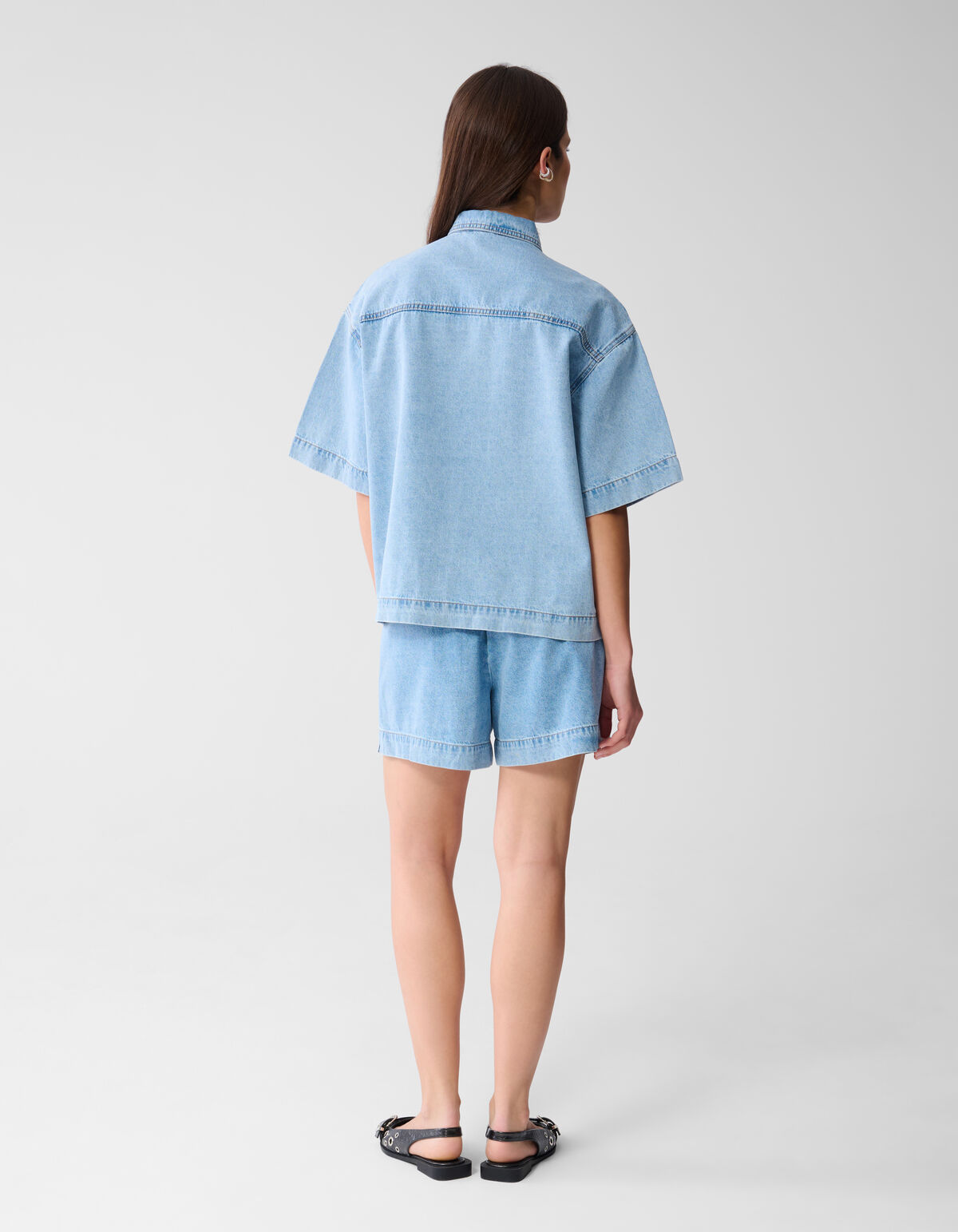 &Uuml;bergro&szlig;e Denim-Bluse gebleicht von Monica SHOEBY WOMEN