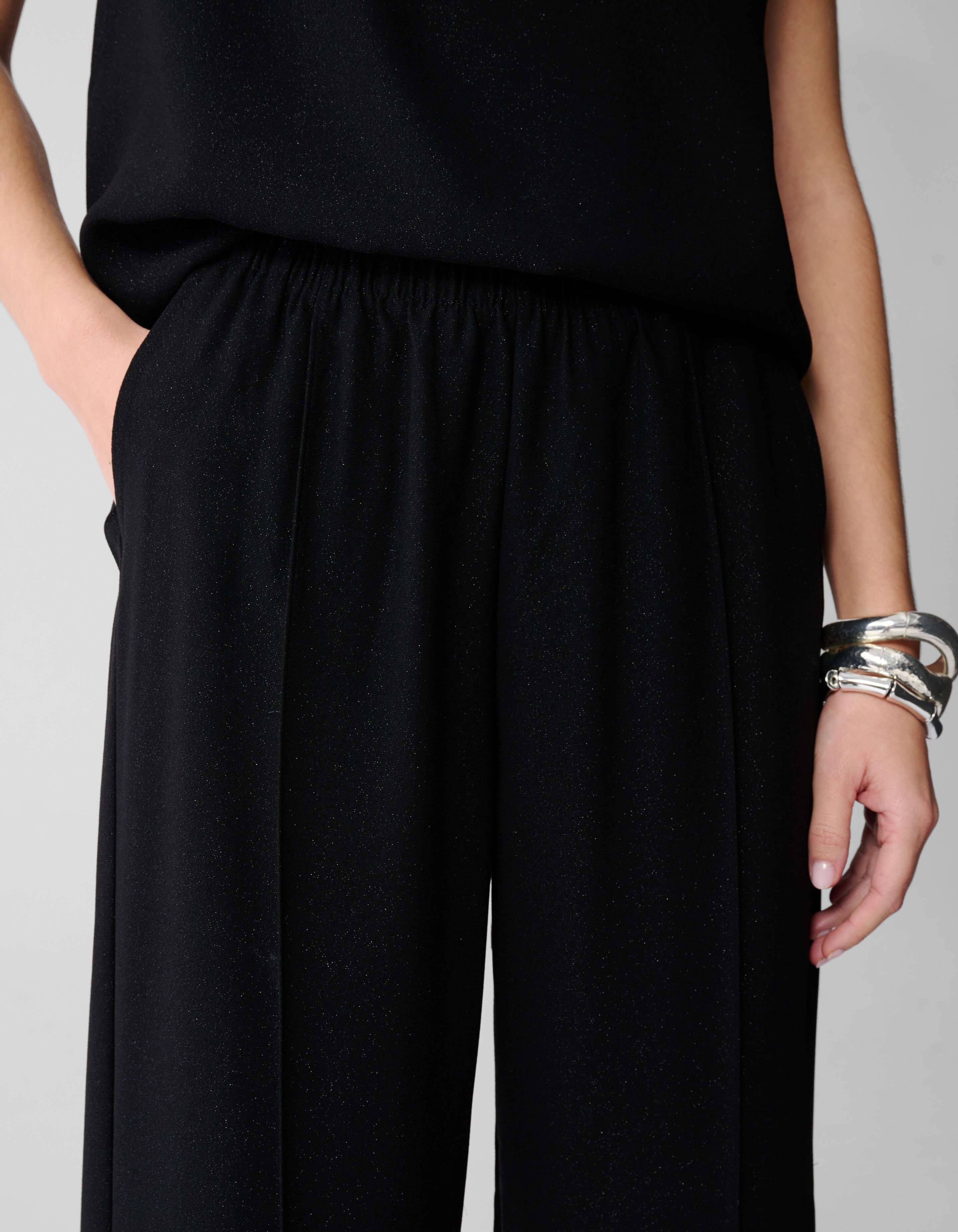 Schwarzer Glitzer-Hose mit weitem Bein SHOEBY WOMEN