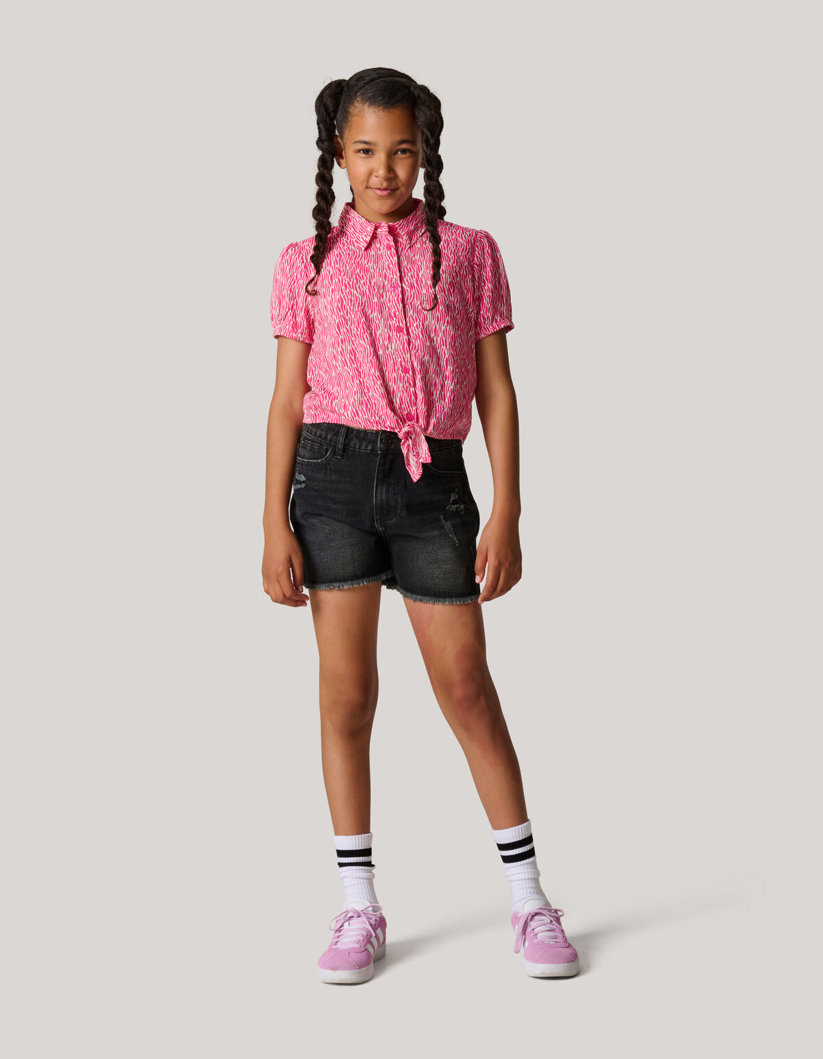 Gewelltes gestreiftes Top Rosa SHOEBY GIRLS