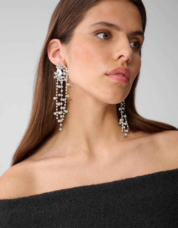 Multi Strass Ohrringe Silber SHOEBY ACCESSOIRES