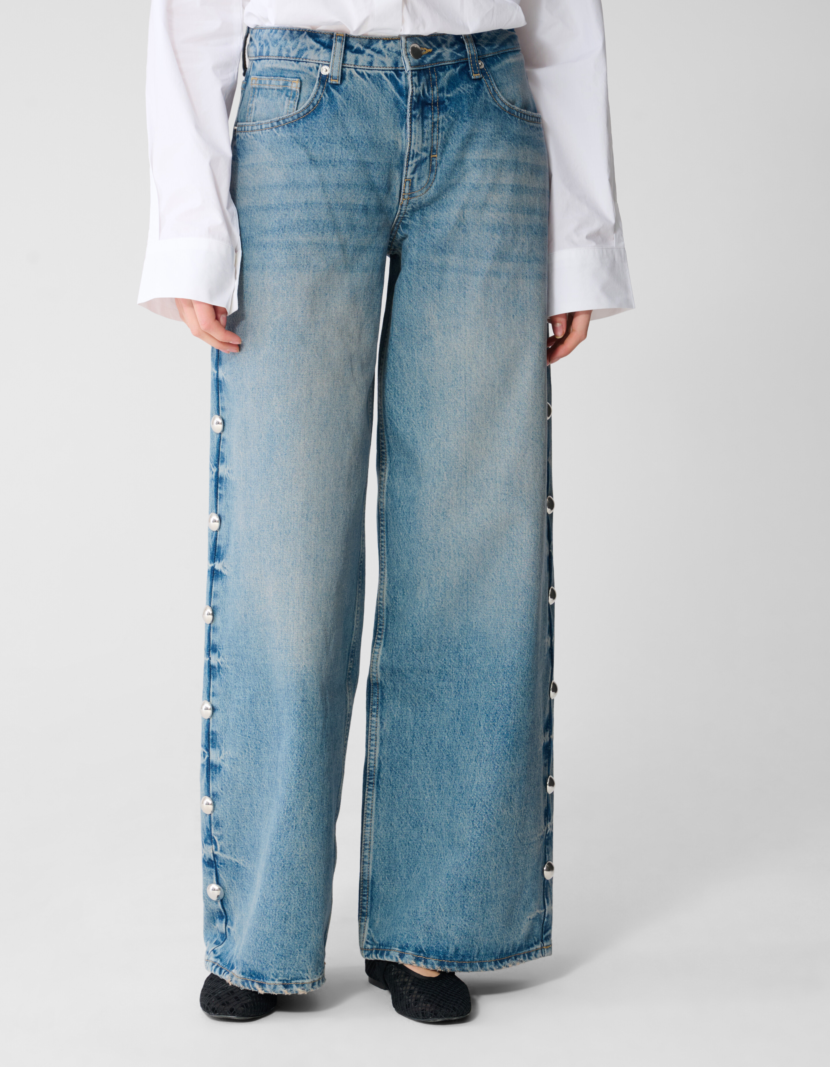 Big Stud Wide Leg Fit Jeans Mediumstone SHOEBY WOMEN