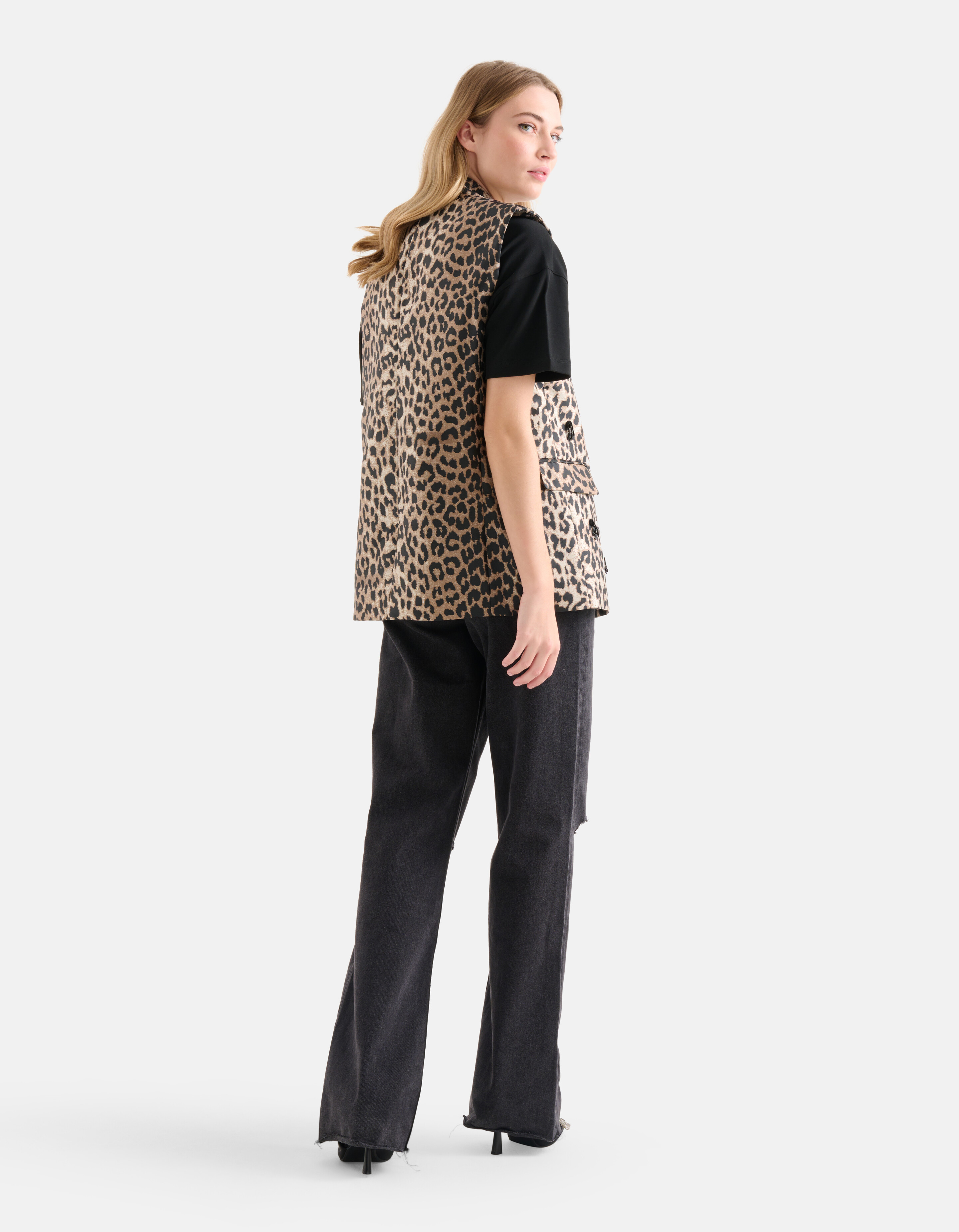 Leopard Jacquard Gilet Braun SHOEBY WOMEN