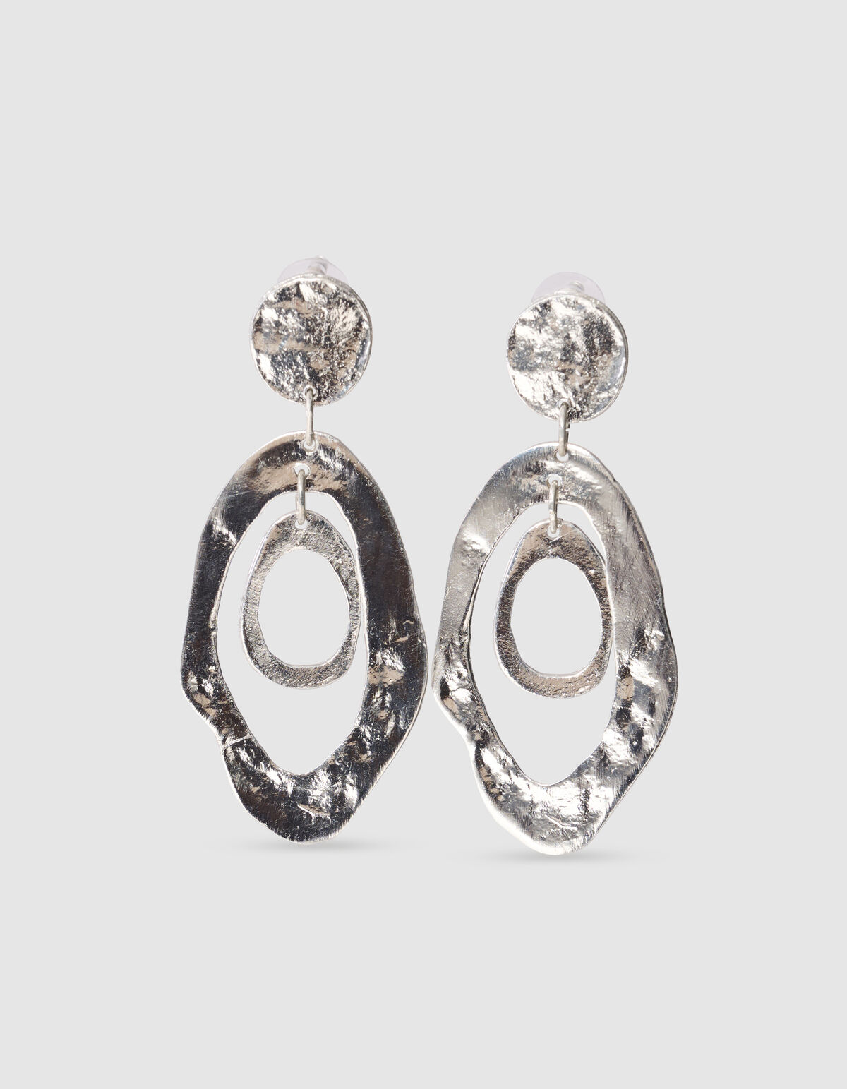 Hammered Oval Ohrringe Silber SHOEBY ACCESSOIRES