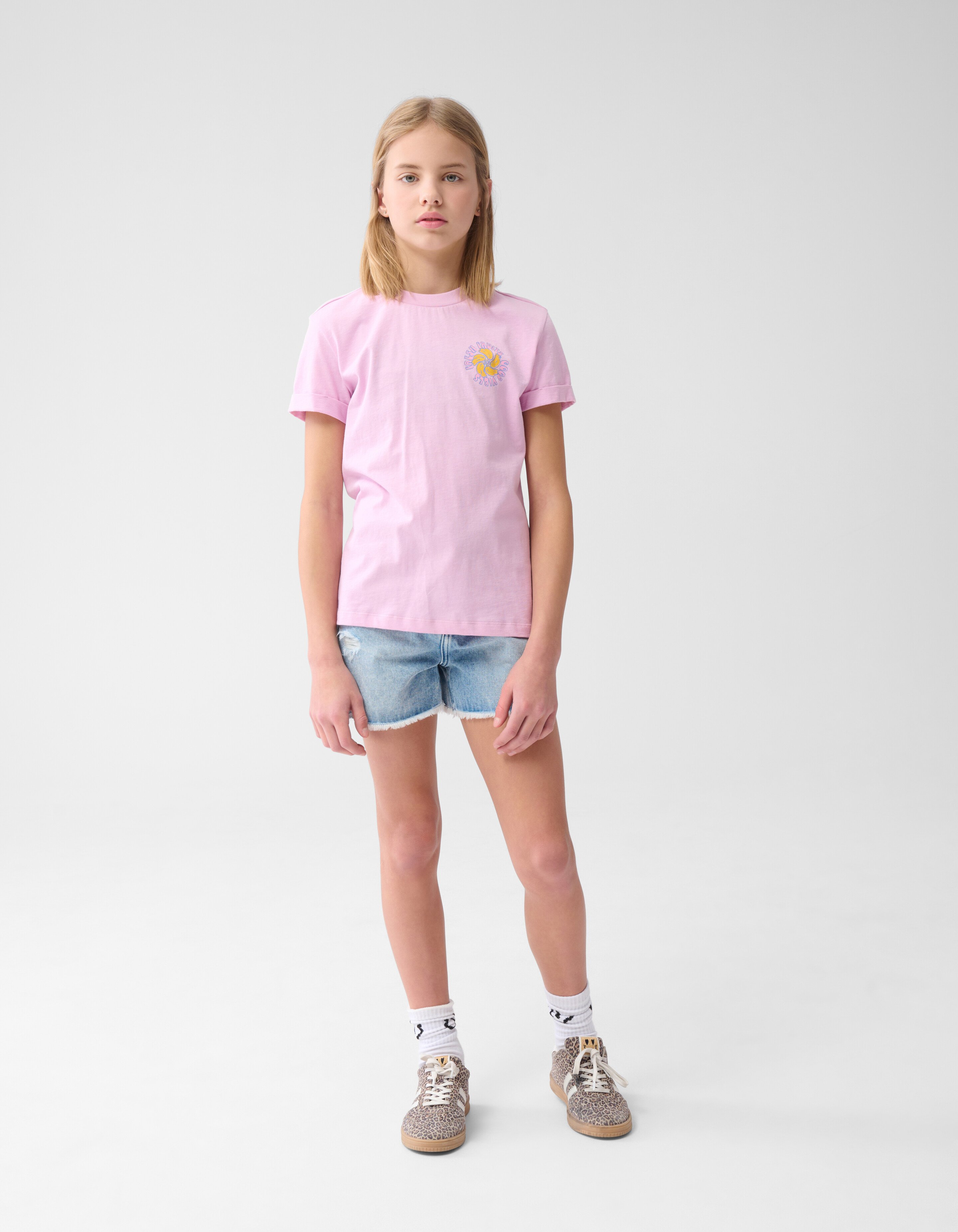 Obst-Stickerei T-Shirt Hellviolett SHOEBY GIRLS