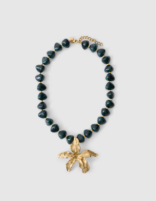 Blumen-Halskette Dunkelgr&uuml;n SHOEBY ACCESSOIRES
