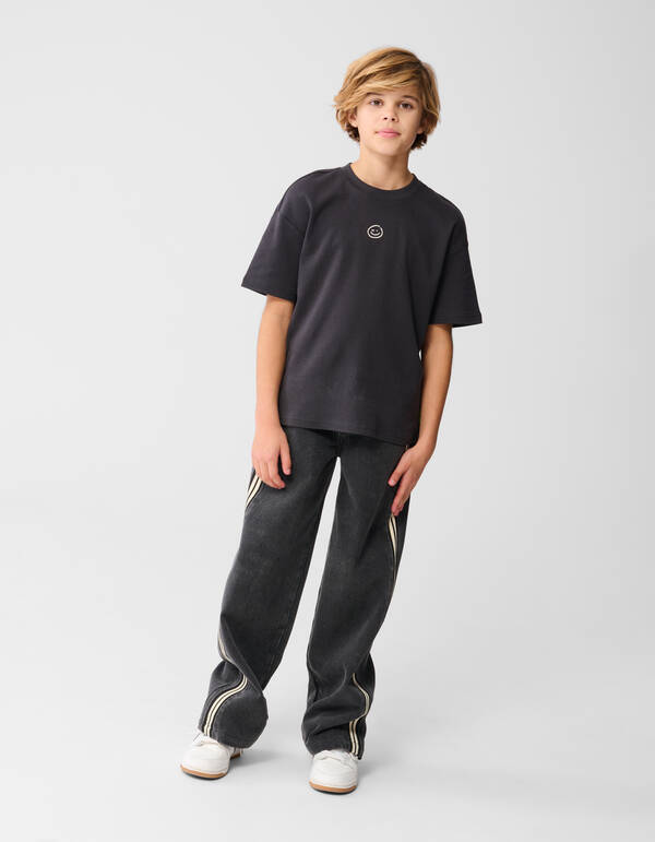 Smiley Artwork T-Shirt Dunkelgrau SHOEBY BOYS