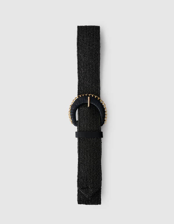 Kettengemusterter Raffia-Gürtel Schwarz SHOEBY ACCESSOIRES