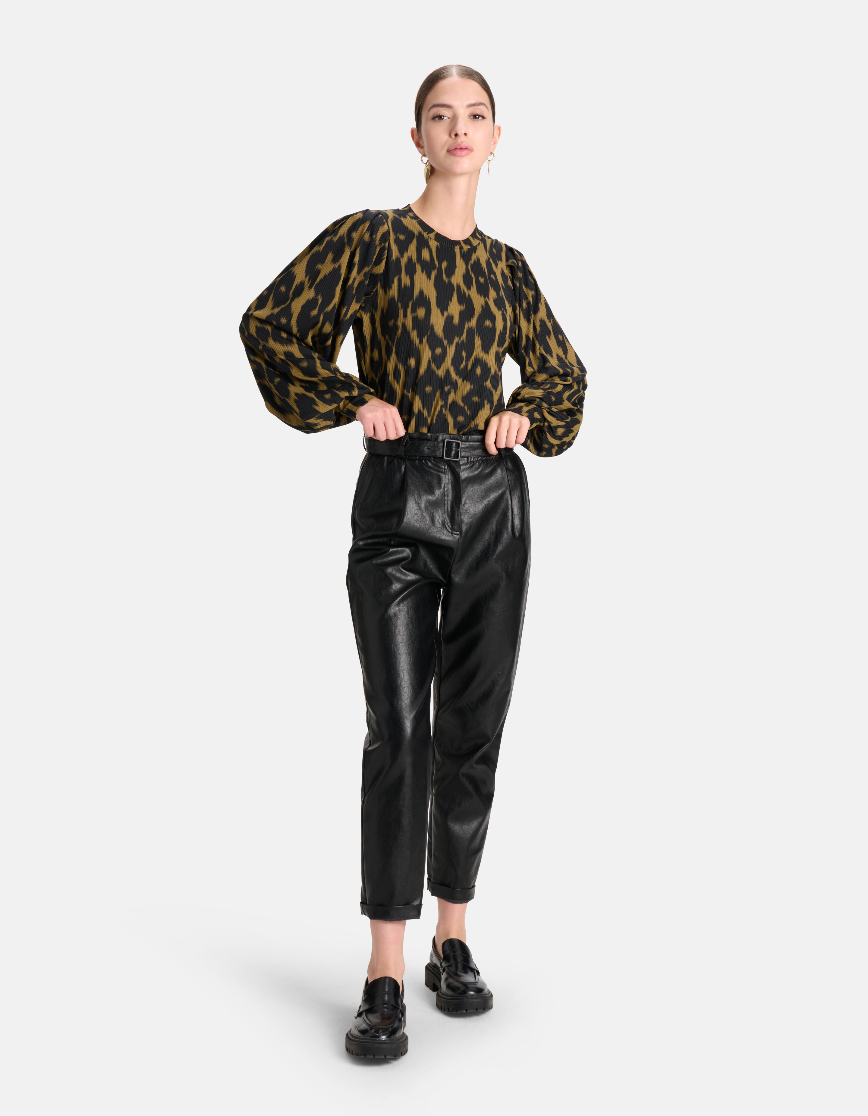 Langärmeliges T-Shirt mit Dunkelgrün SHOEBY WOMEN