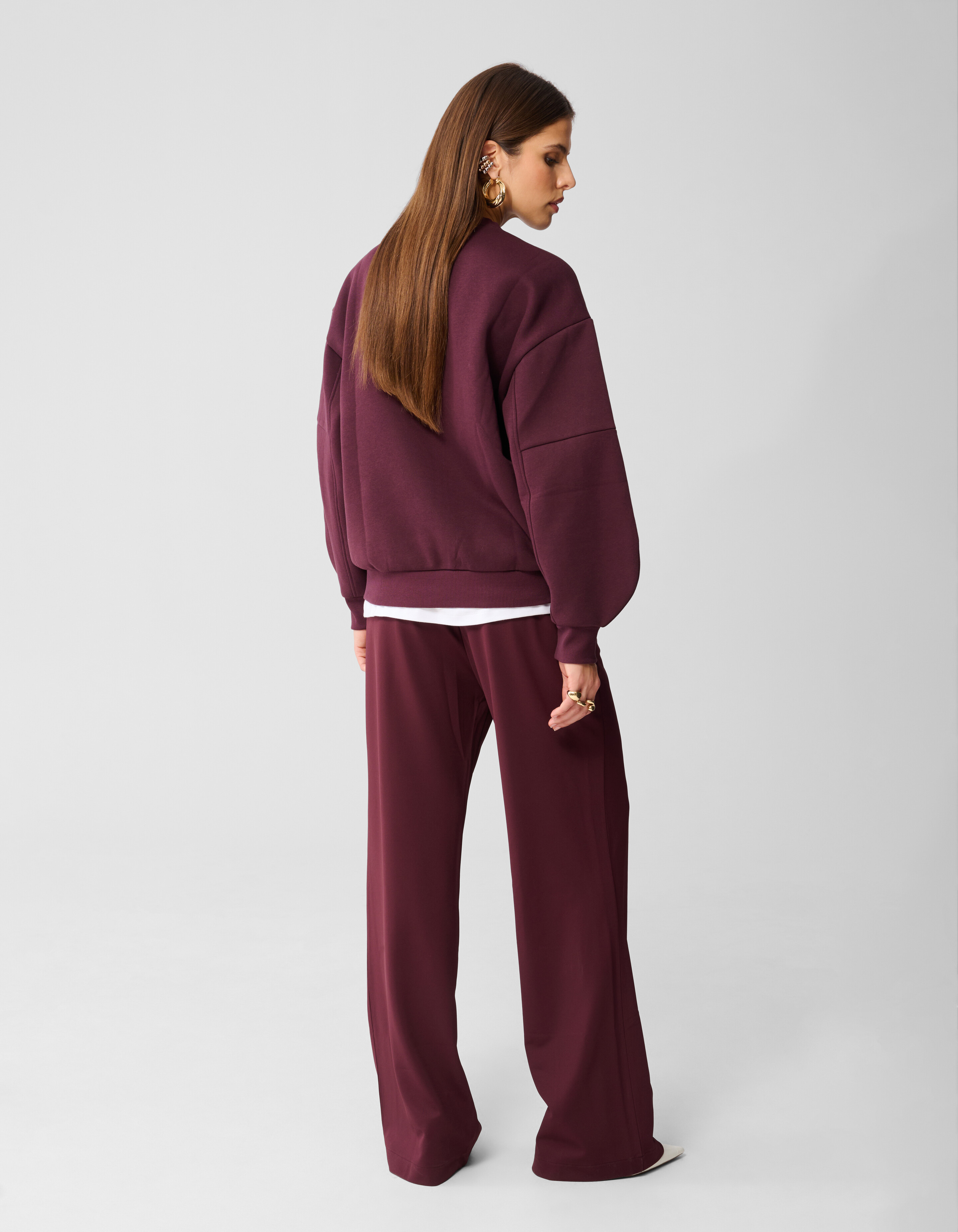 Dunkelrote Basic-Hose mit weitem Bein SHOEBY WOMEN