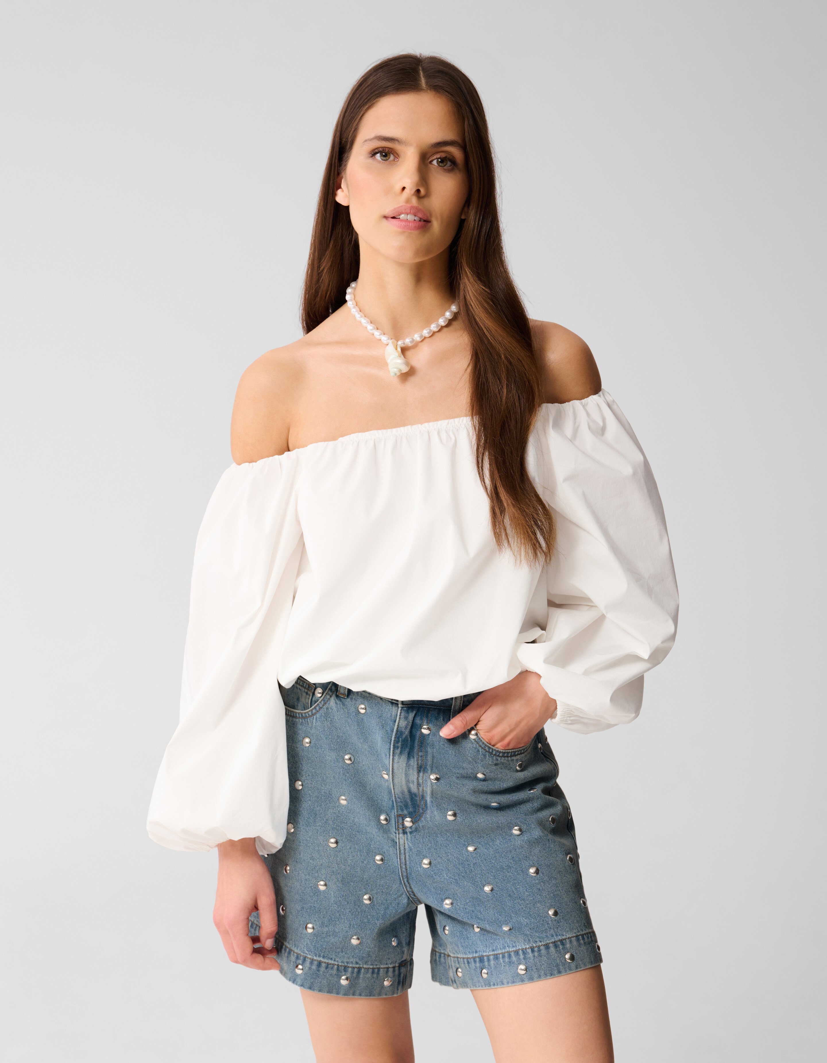Schulterfreie Bluse Weiß von Lizzy SHOEBY WOMEN