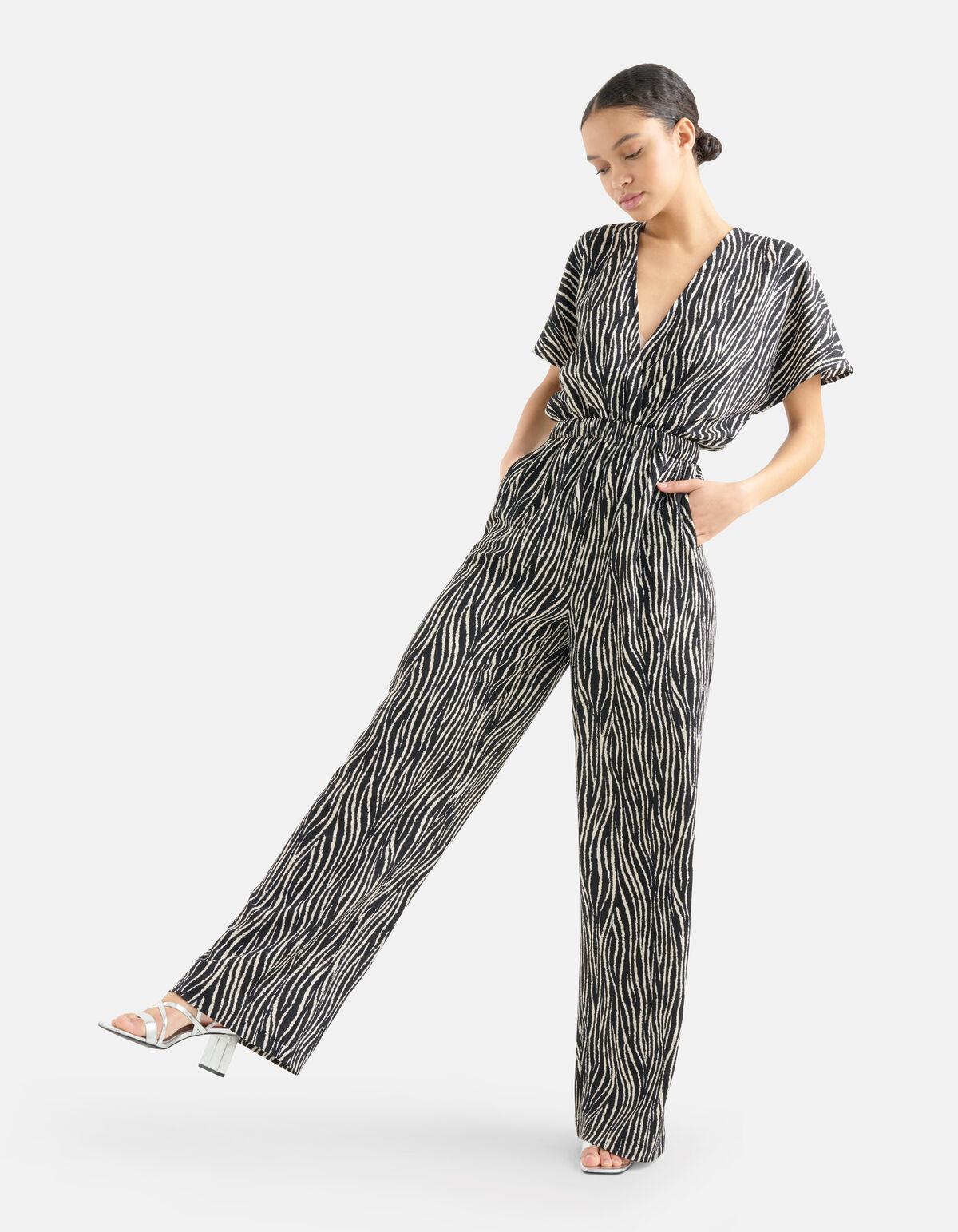 Crinkle Jumpsuit Schwarz/Weiß SHOEBY WOMEN