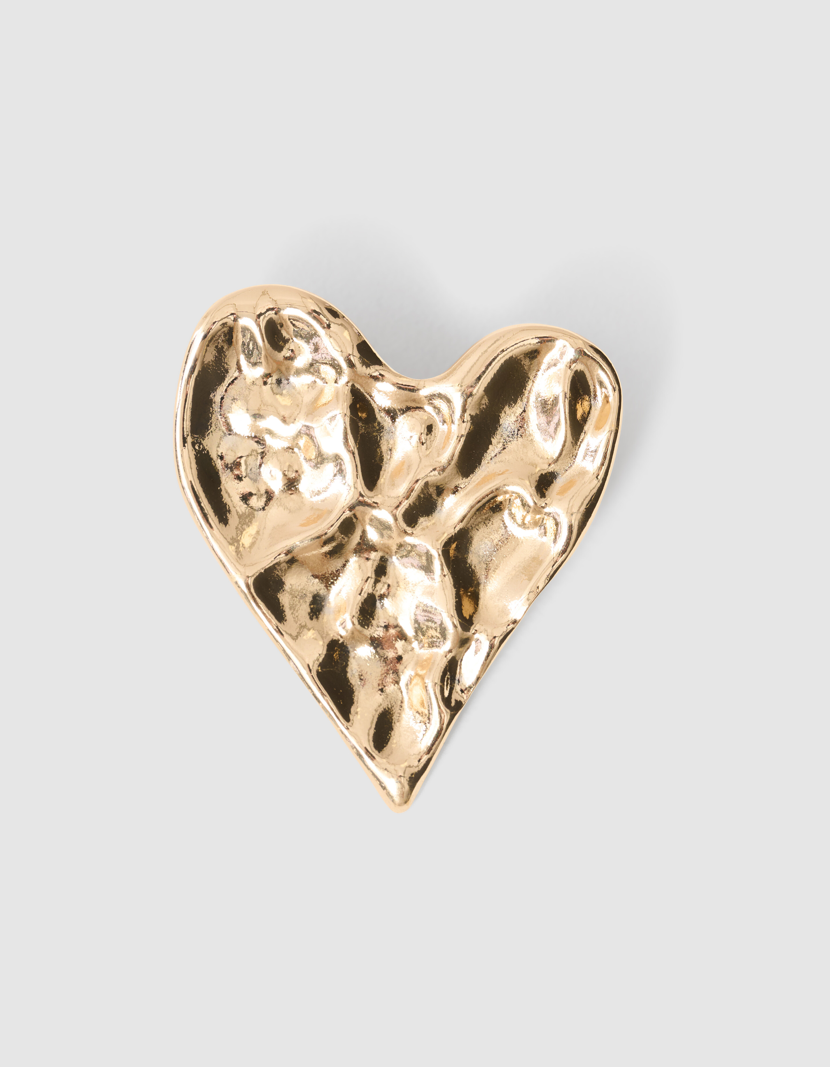 Große gehämmerte Herzbrosche Gold SHOEBY ACCESSOIRES