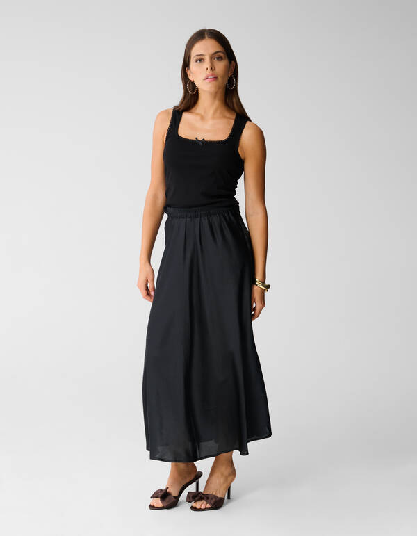 Satinstoff Maxi Rock Schwarz SHOEBY WOMEN