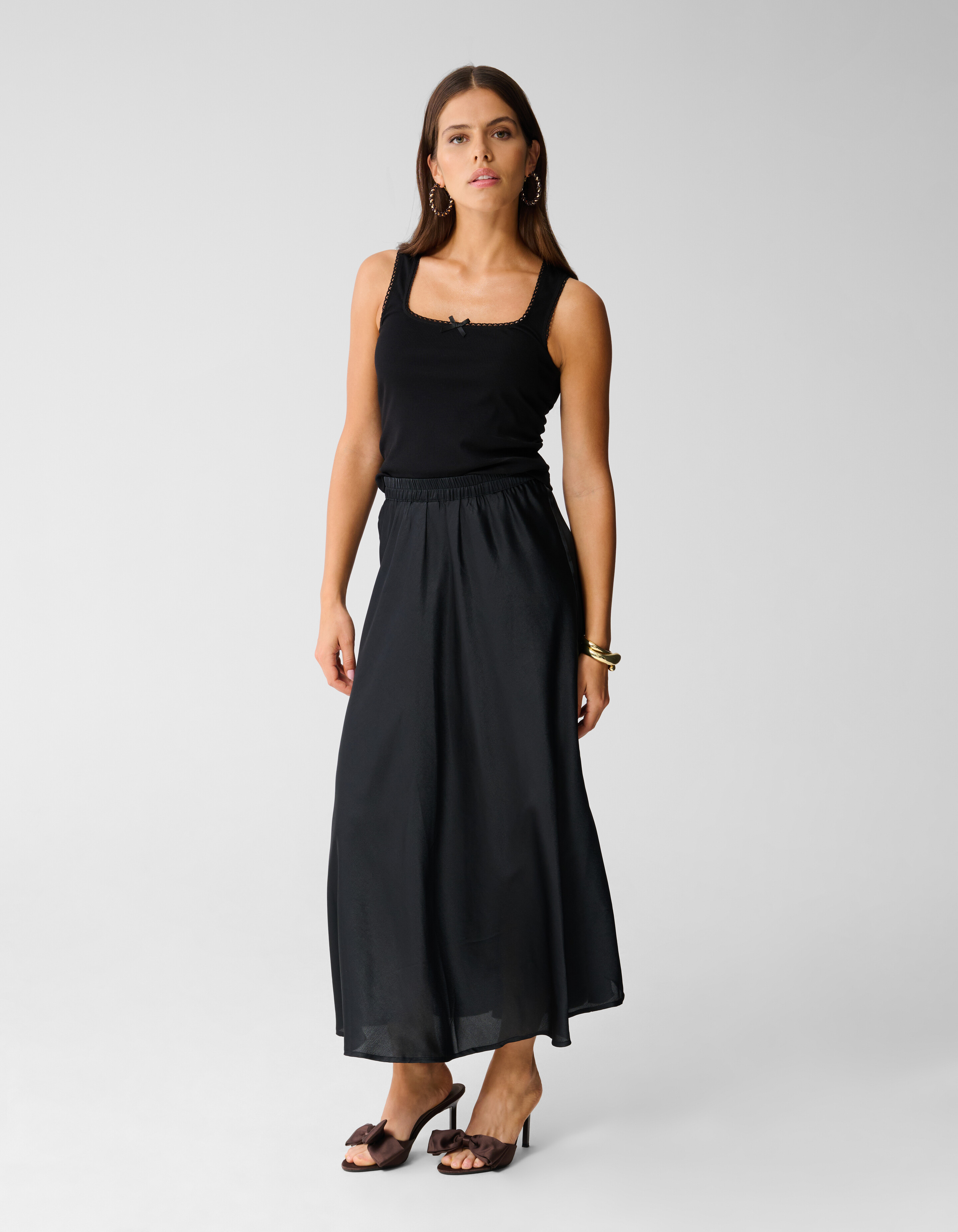 Satinstoff Maxi Rock Schwarz SHOEBY WOMEN