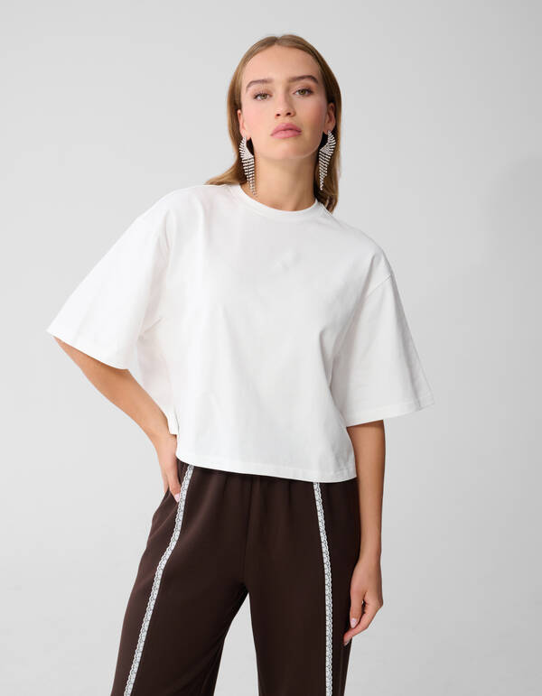 Cropped Boxy Fit T-Shirt Weiß SHOEBY WOMEN