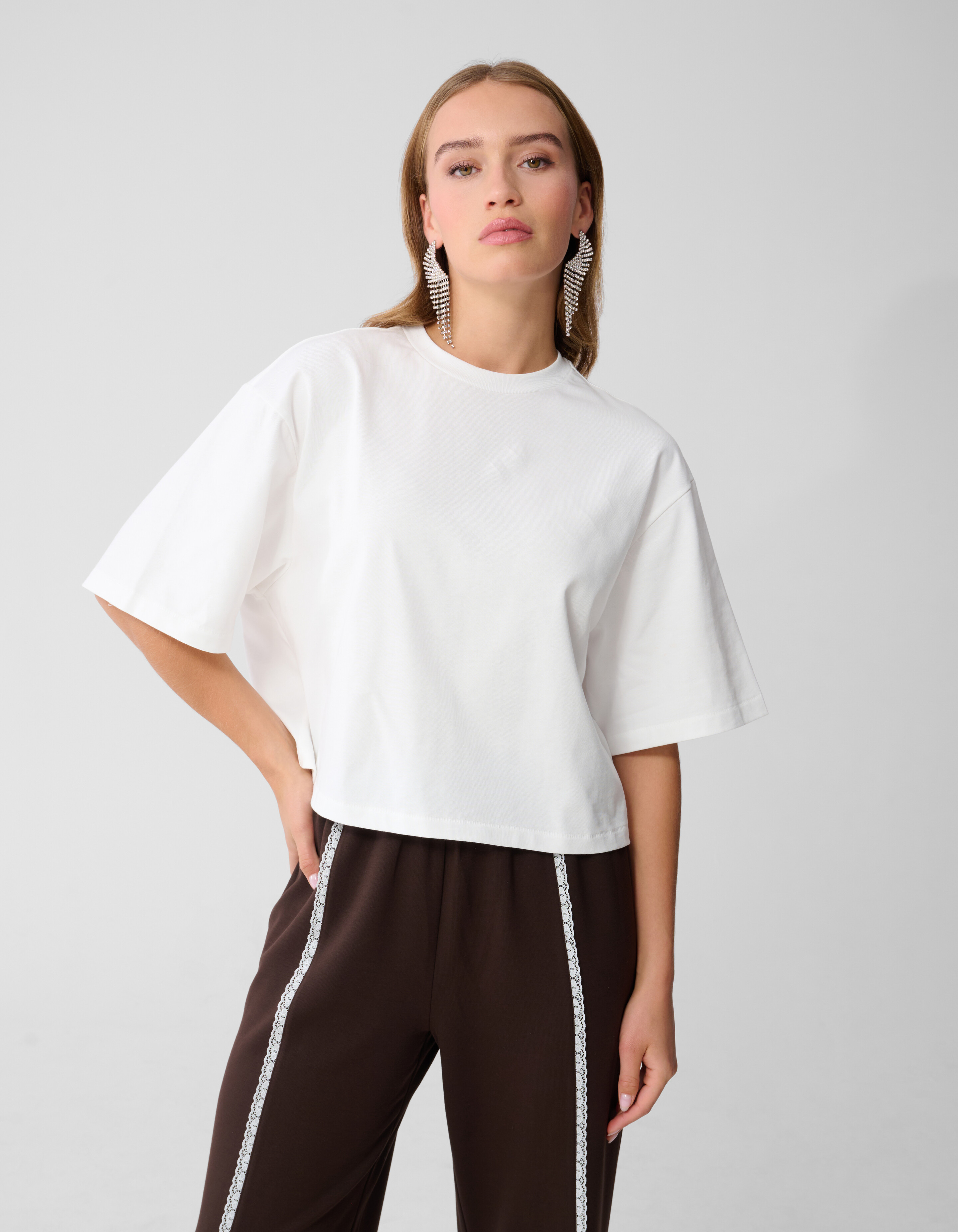 Cropped Boxy Fit T-Shirt Weiß SHOEBY WOMEN