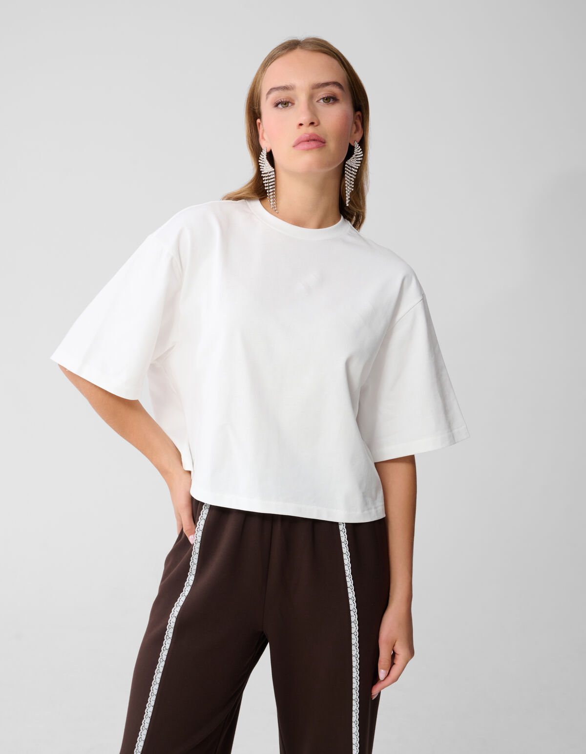 Cropped Boxy Fit T-Shirt Weiß SHOEBY WOMEN