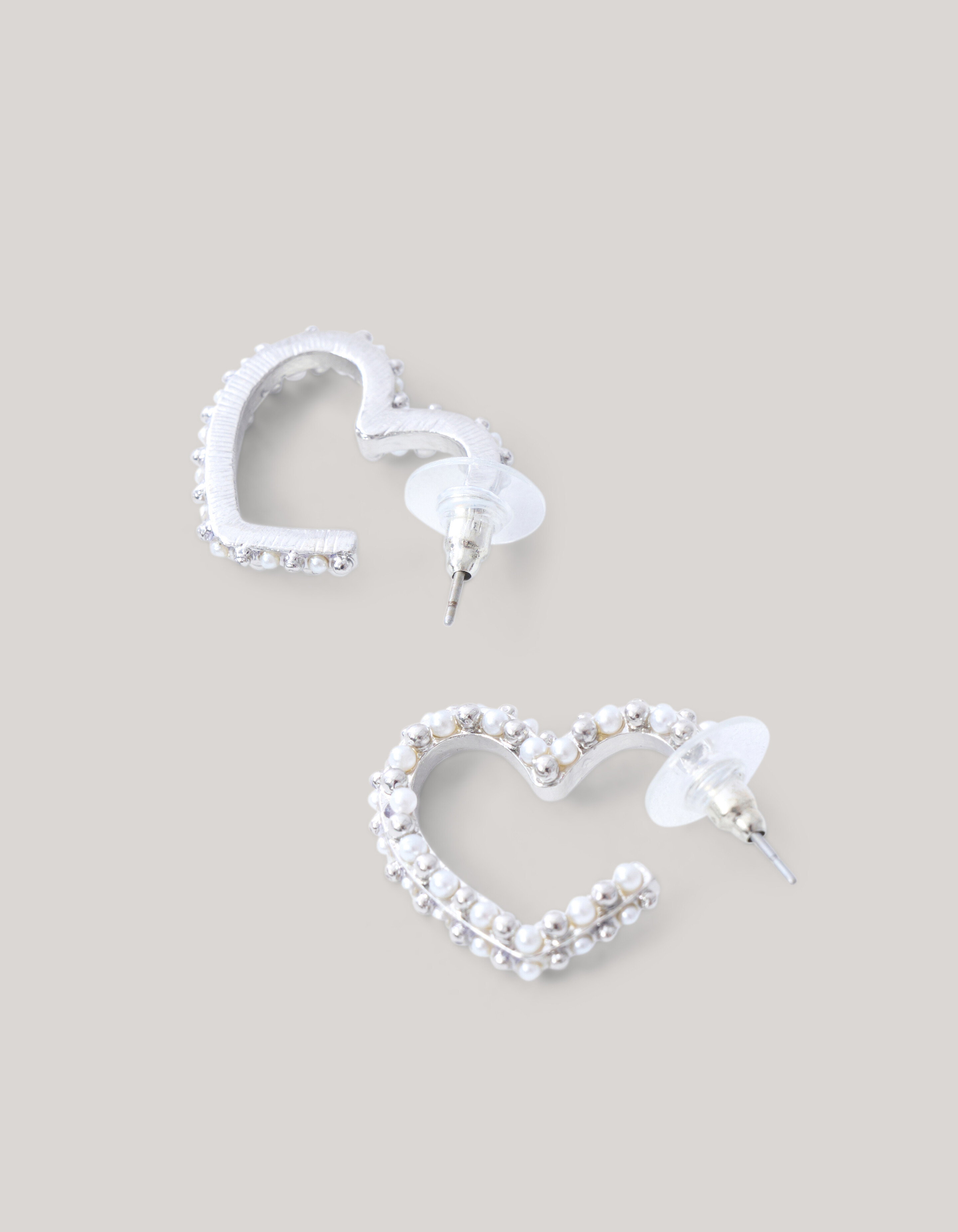 Perlen-Herz-Reifen-Ohrringe Silber SHOEBY ACCESSOIRES