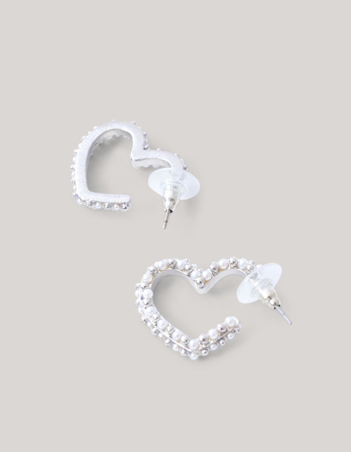 Perlen-Herz-Reifen-Ohrringe Silber SHOEBY ACCESSOIRES