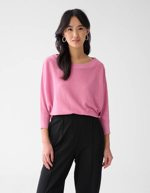 Glitzer Fledermaus-Ärmel Pullover Rosa SHOEBY WOMEN