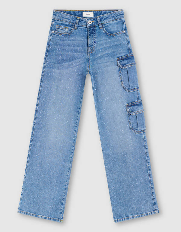 Pocket Strass Straight Fit Jeans Blau SHOEBY GIRLS