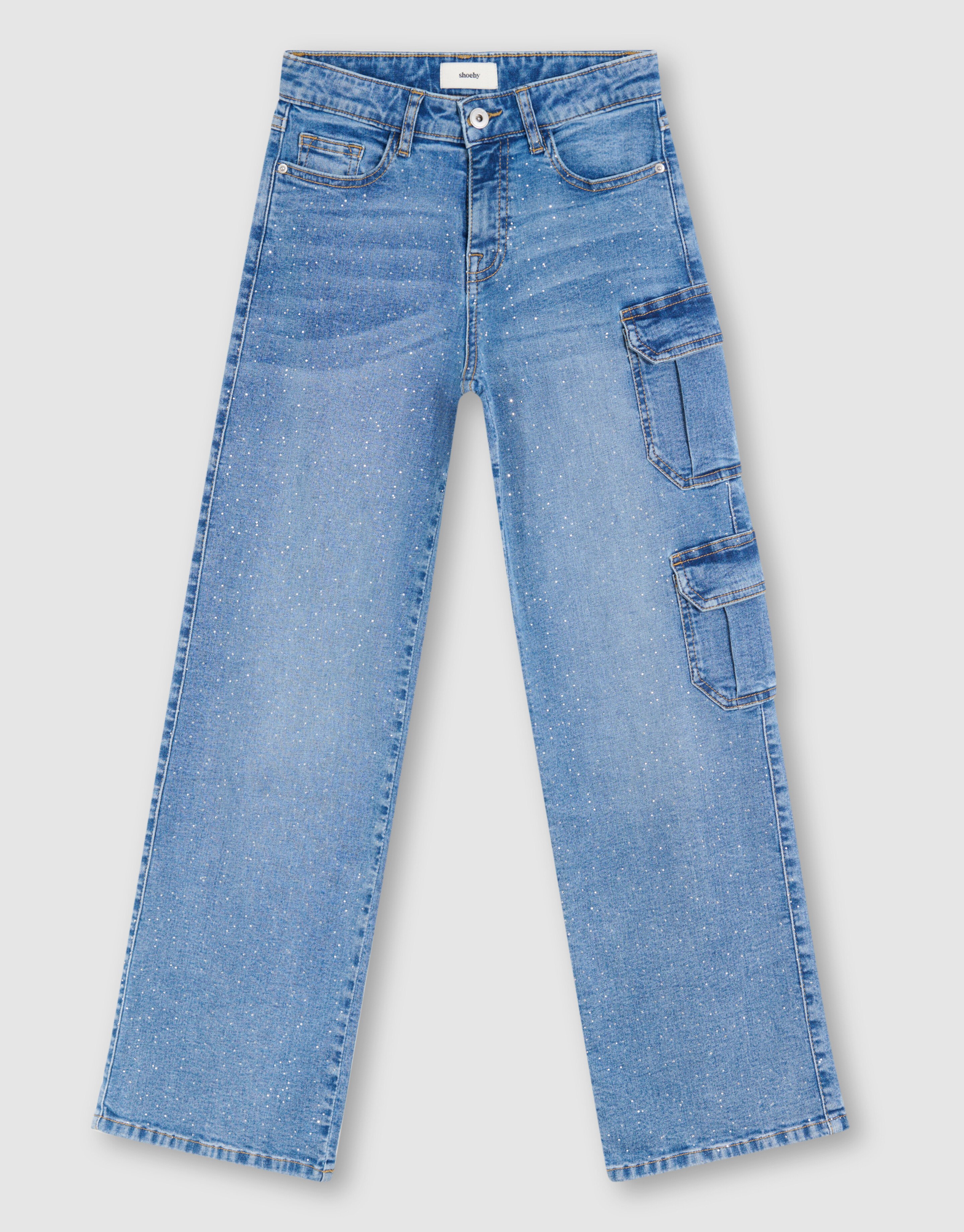 Pocket Strass Straight Fit Jeans Blau SHOEBY GIRLS