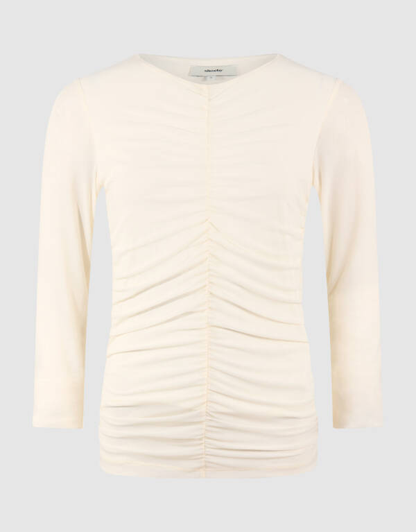 Transparenter Mesh-Top in Cremeweiß SHOEBY WOMEN