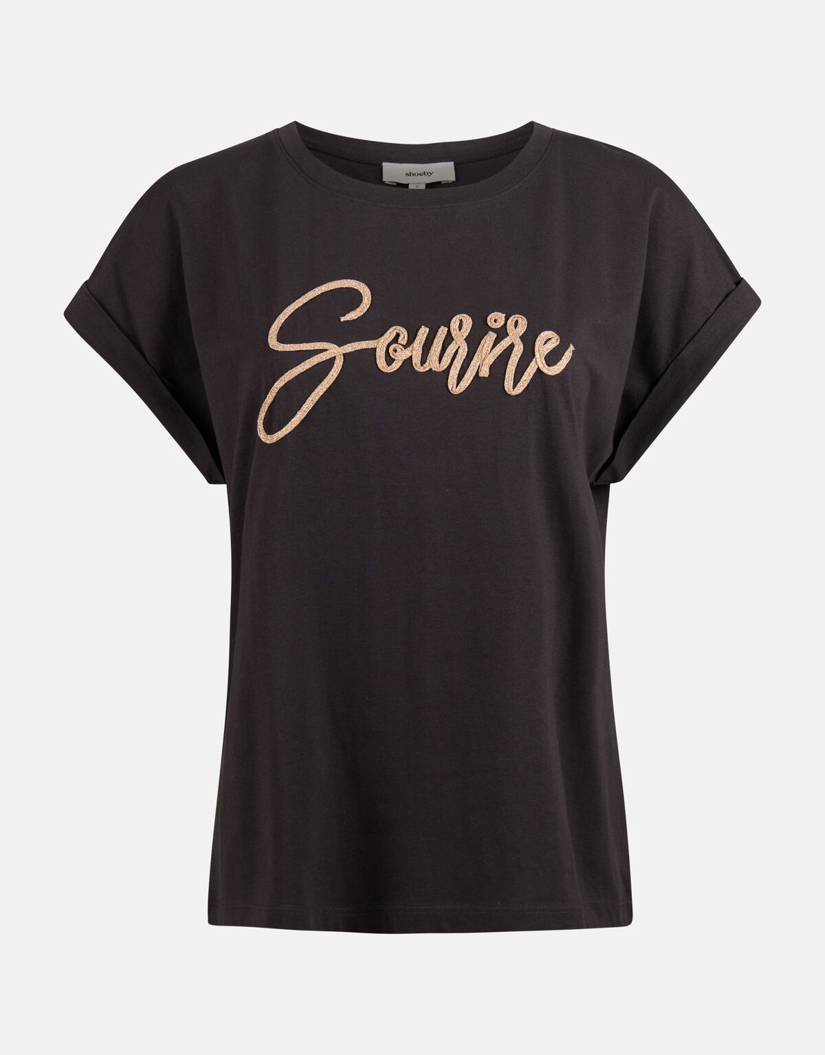 Crochet Tekst T-shirt Zwart SHOEBY WOMEN