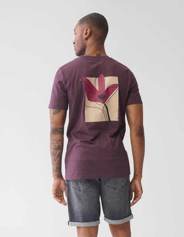 Blumen-T-Shirt Dunkelrot SHOEBY MEN