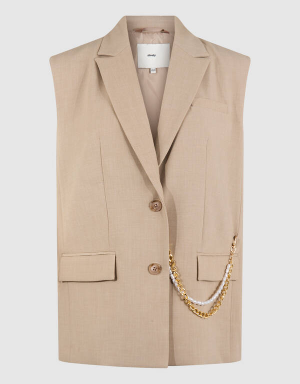 Ärmelloser Blazer mit Kettenmuster, Sand SHOEBY WOMEN