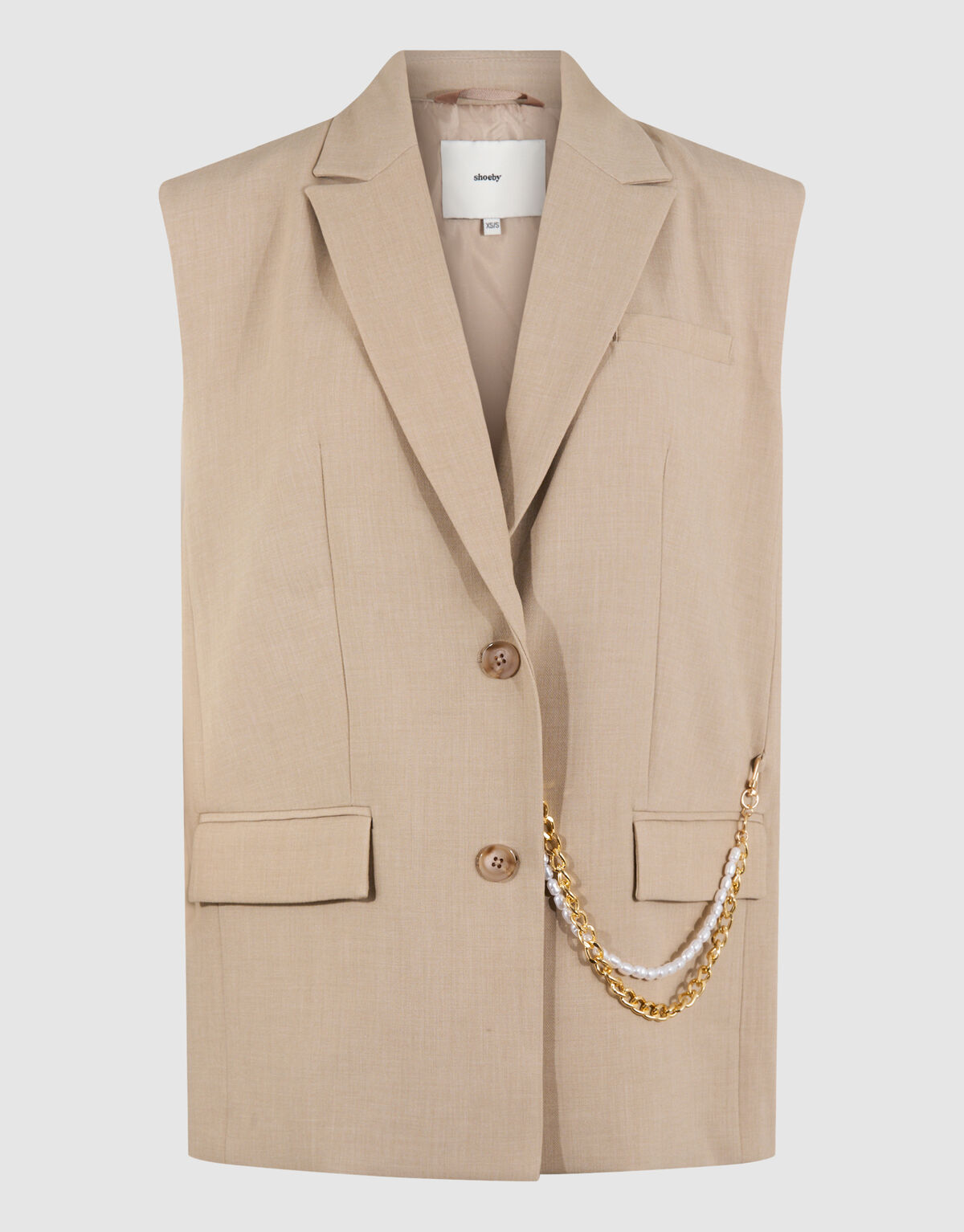 Ärmelloser Blazer mit Kettenmuster, Sand SHOEBY WOMEN