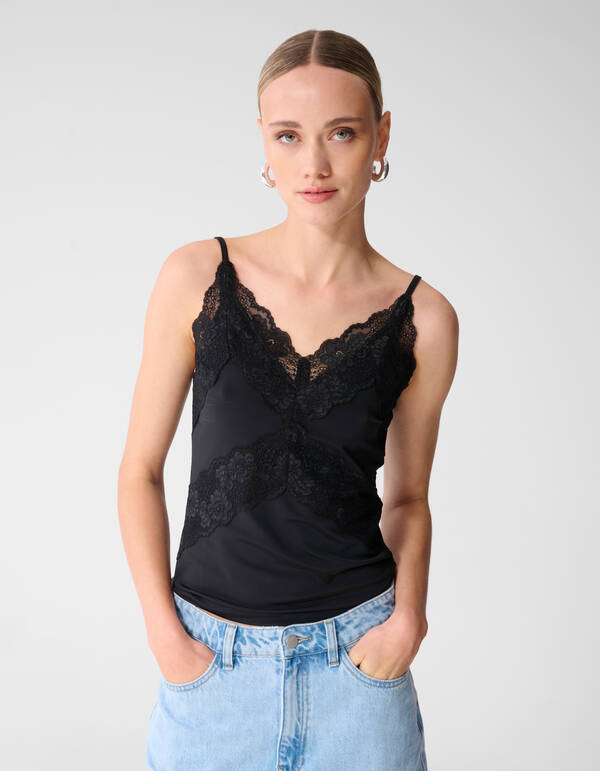 Spitzen-Singlet Top Schwarz SHOEBY WOMEN