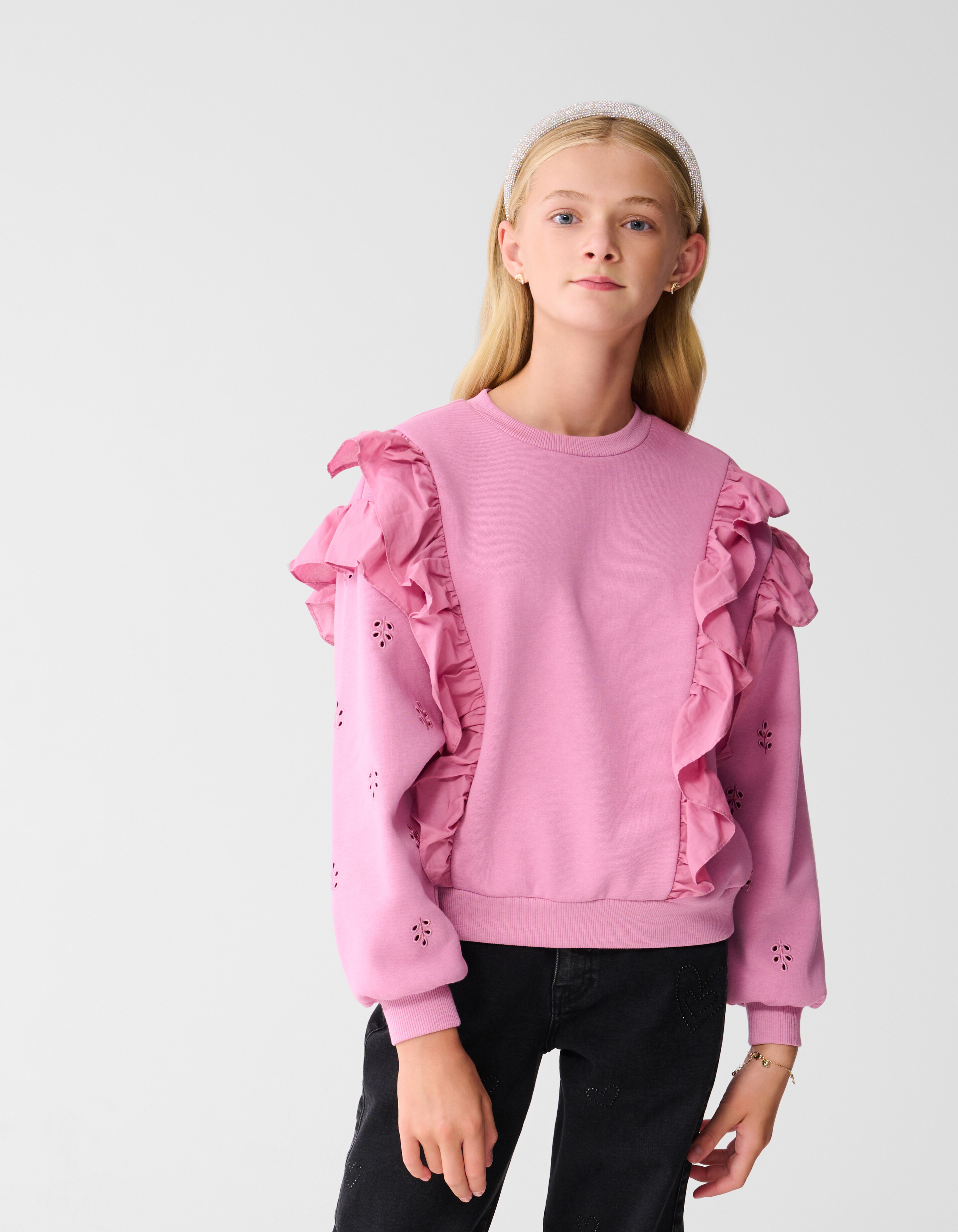 Pullover mit Rüschenstickerei Rosa SHOEBY GIRLS