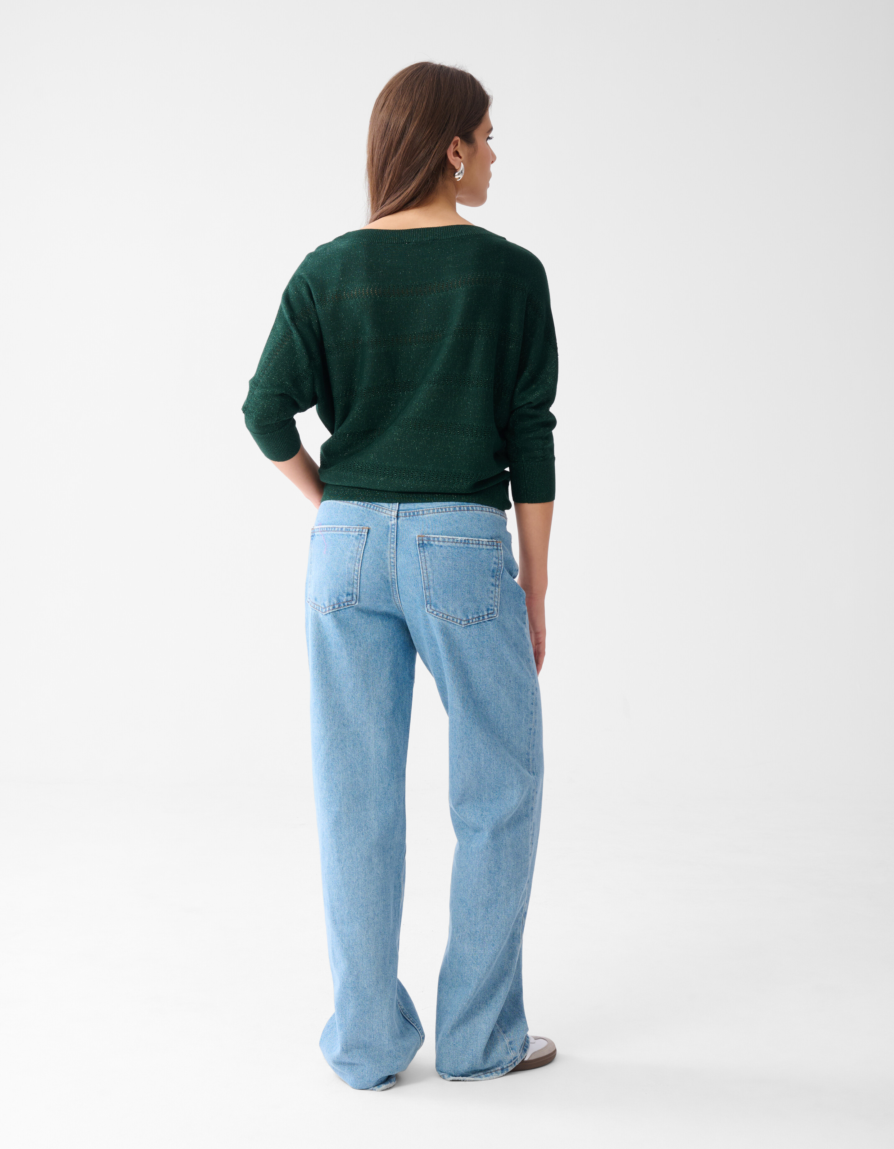 Glitzer Fledermausärmel Pullover Dunkelgrün SHOEBY WOMEN
