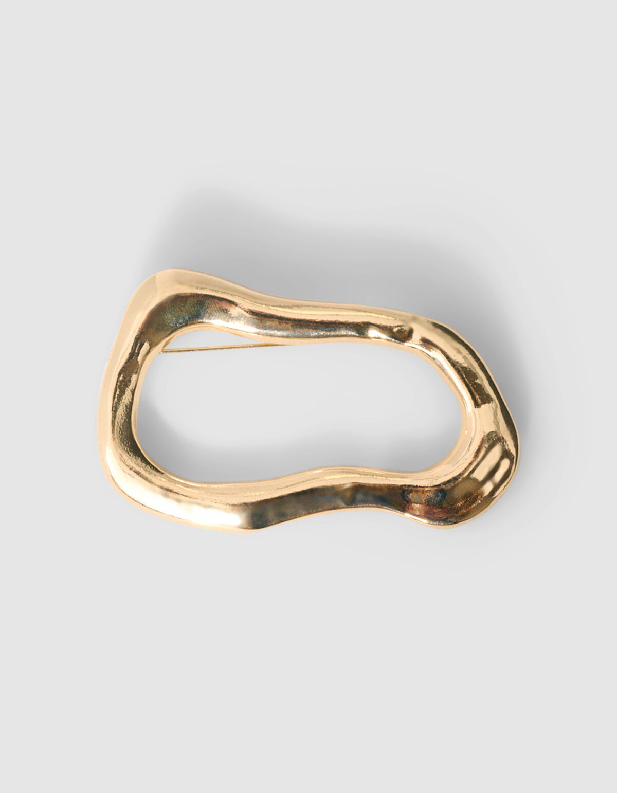 Gerippte Organische Brosche Gold SHOEBY ACCESSOIRES