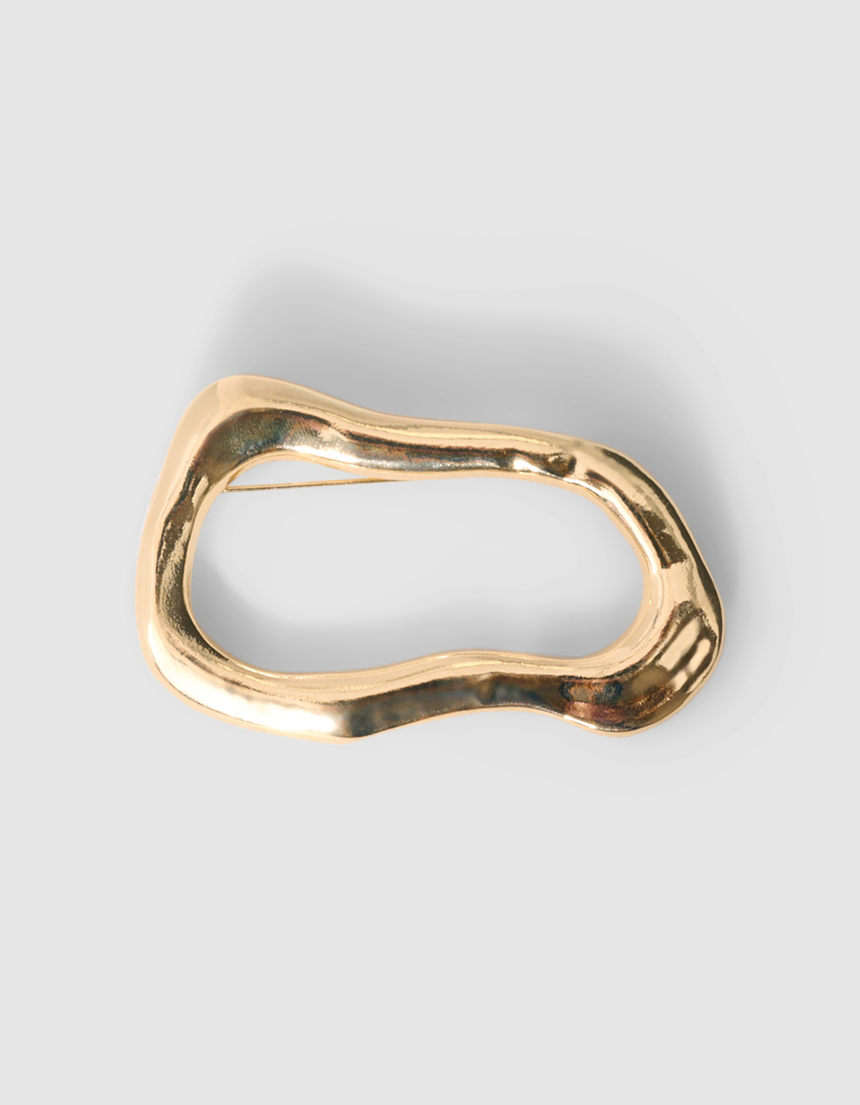 Gerippte Organische Brosche Gold SHOEBY ACCESSOIRES
