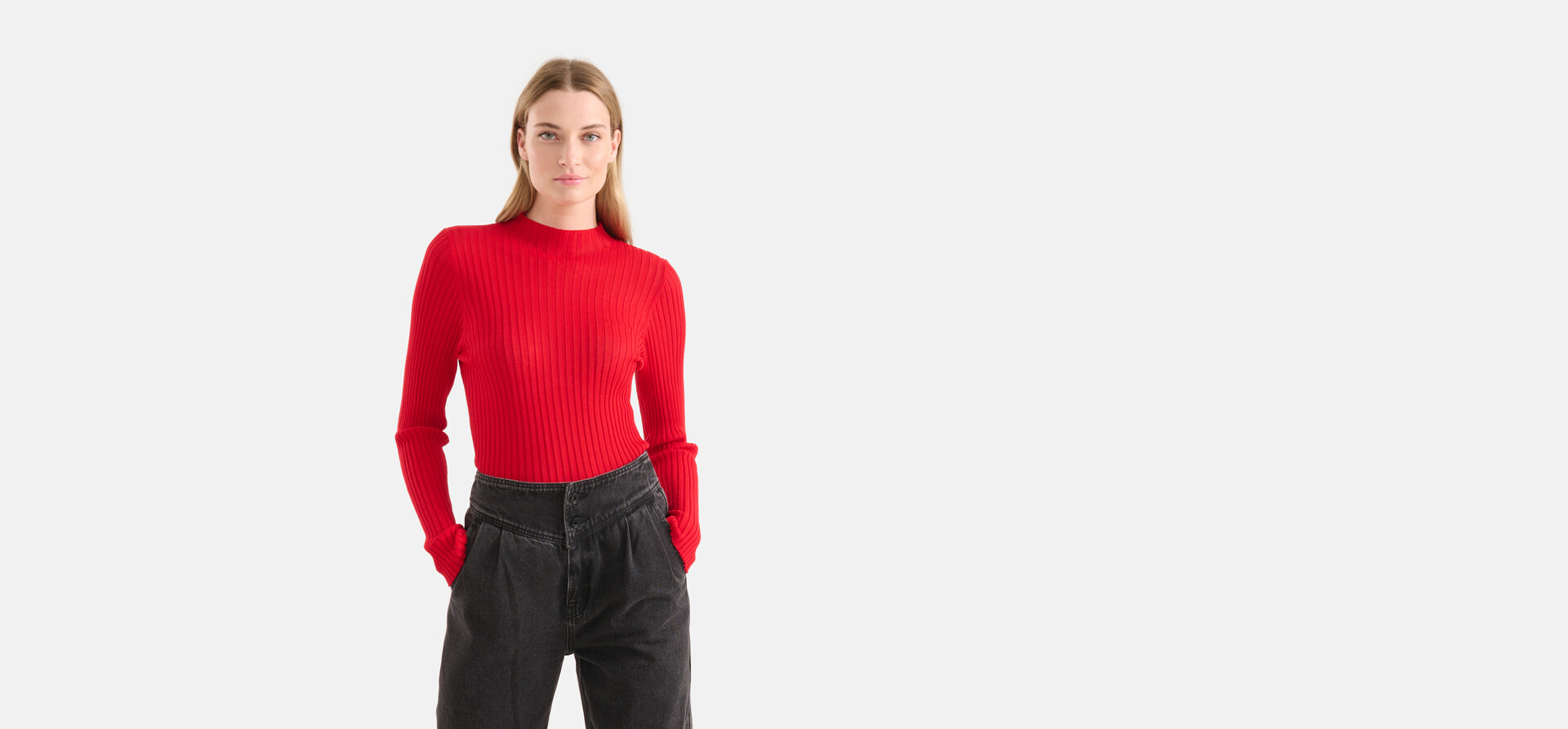 Rib Top Rood SHOEBY WOMEN