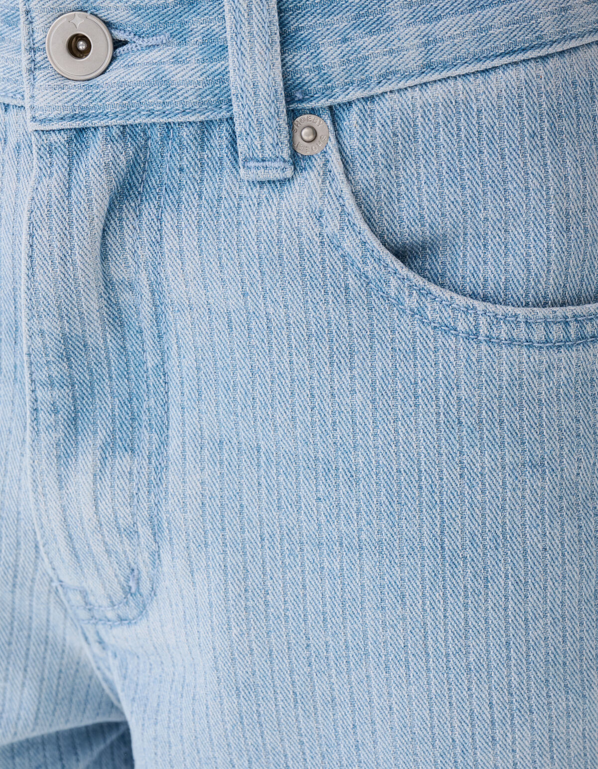 Gestreifte Carpenter Denim Shorts Hellblau SHOEBY BOYS