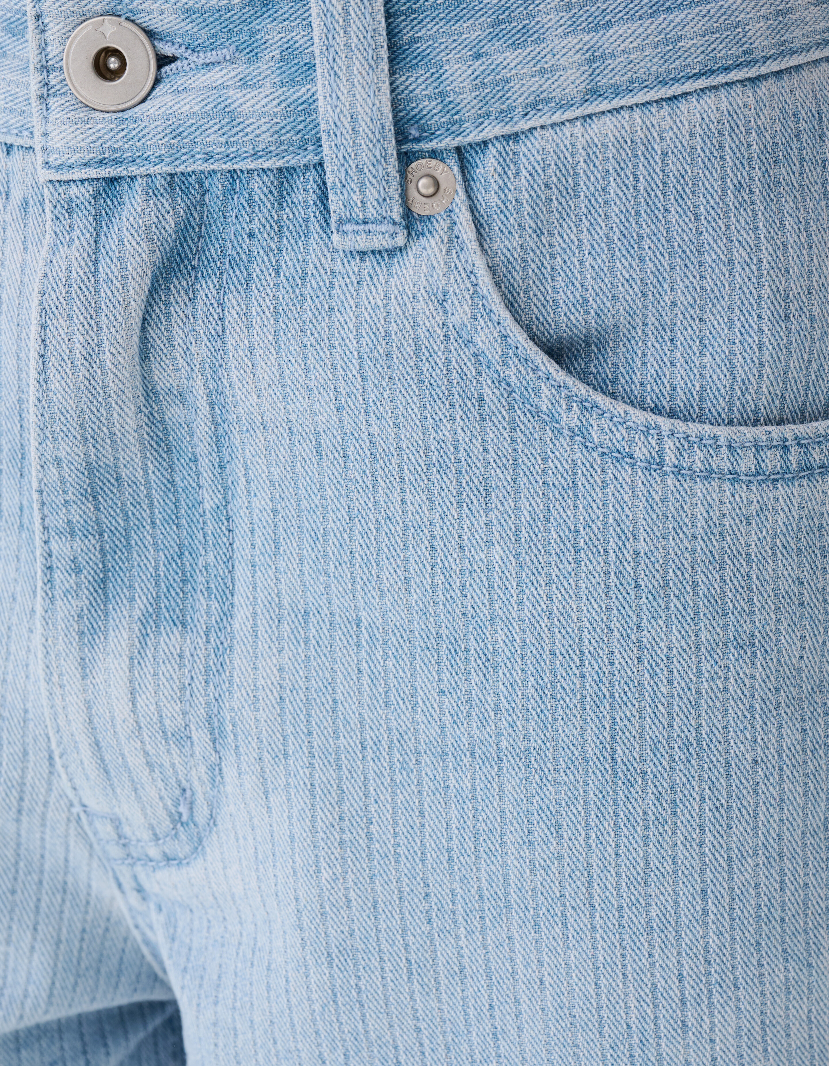 Gestreifte Carpenter Denim Shorts Hellblau SHOEBY BOYS