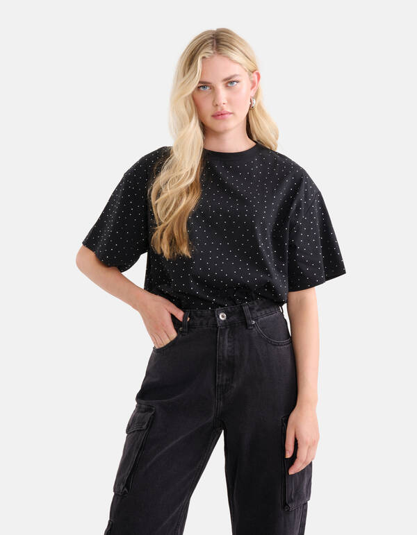 Strass T-shirt Zwart SHOEBY WOMEN