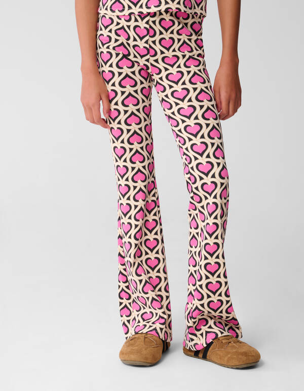 Printed Double Heart Flared Legging Pink SHOEBY GIRLS