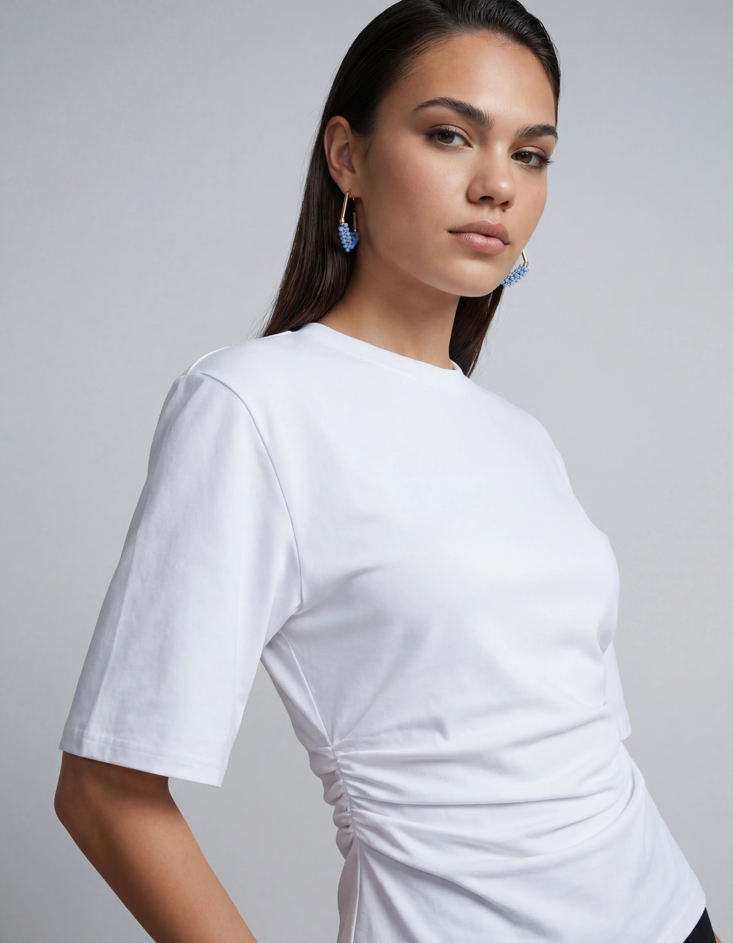 Perlen-Ohrringe Reifen Hellblau SHOEBY ACCESSOIRES