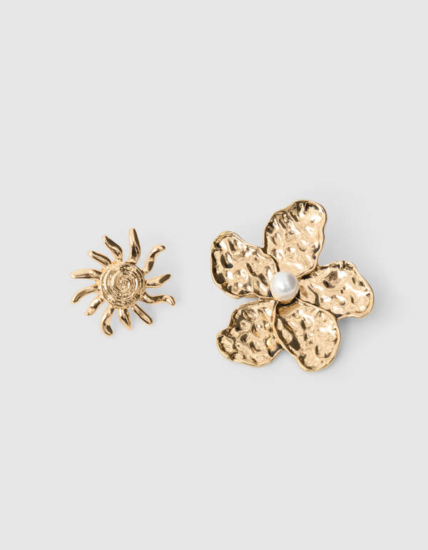Hammered Flower/Sonnenbroschen-Set Gold SHOEBY ACCESSOIRES